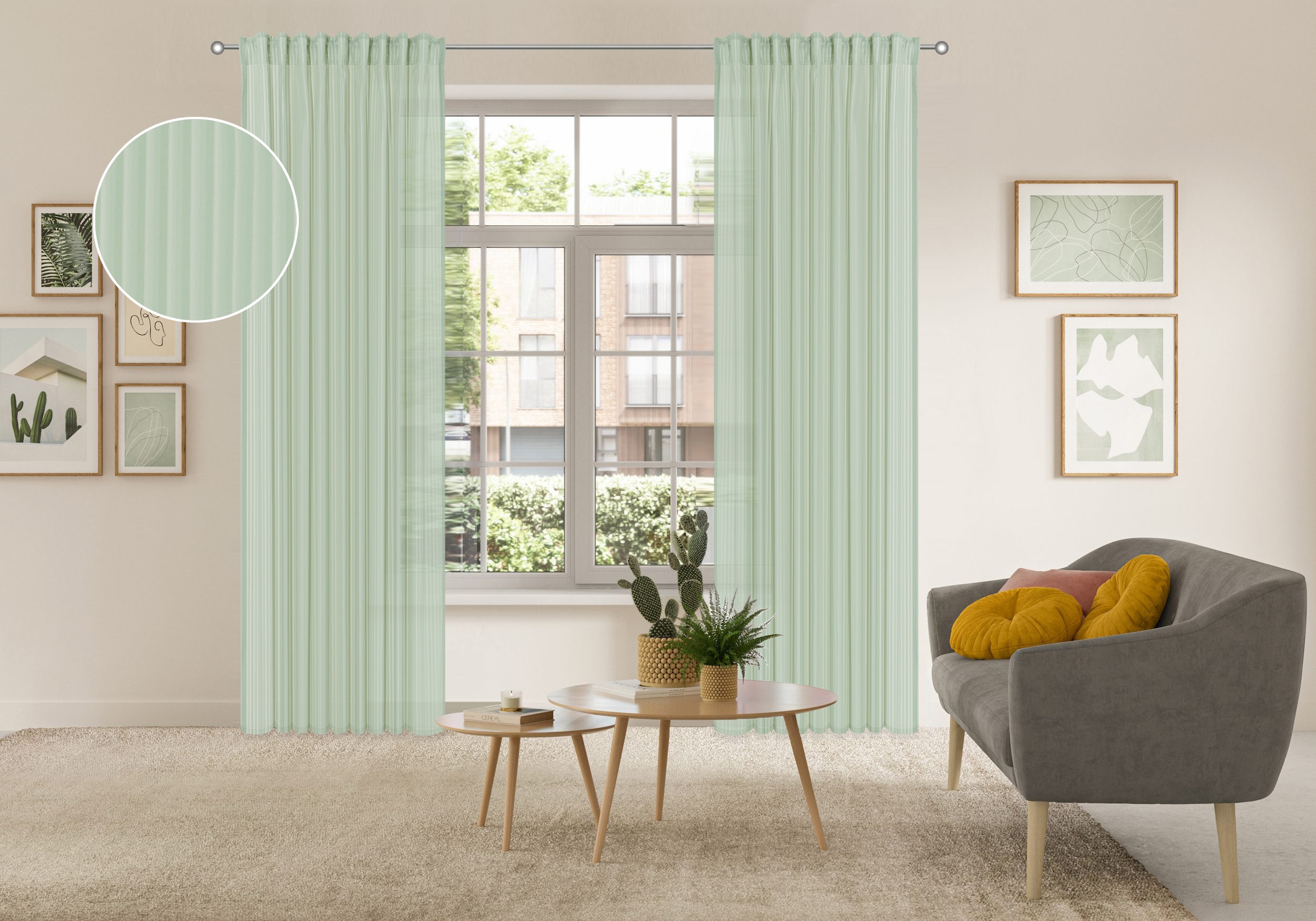 GOODproduct Gardine »Fritty« Multifunktionsband 2 Stk. tlg. Multifunktionsband, transparent, moderne Längststreifen, Ausbrenner