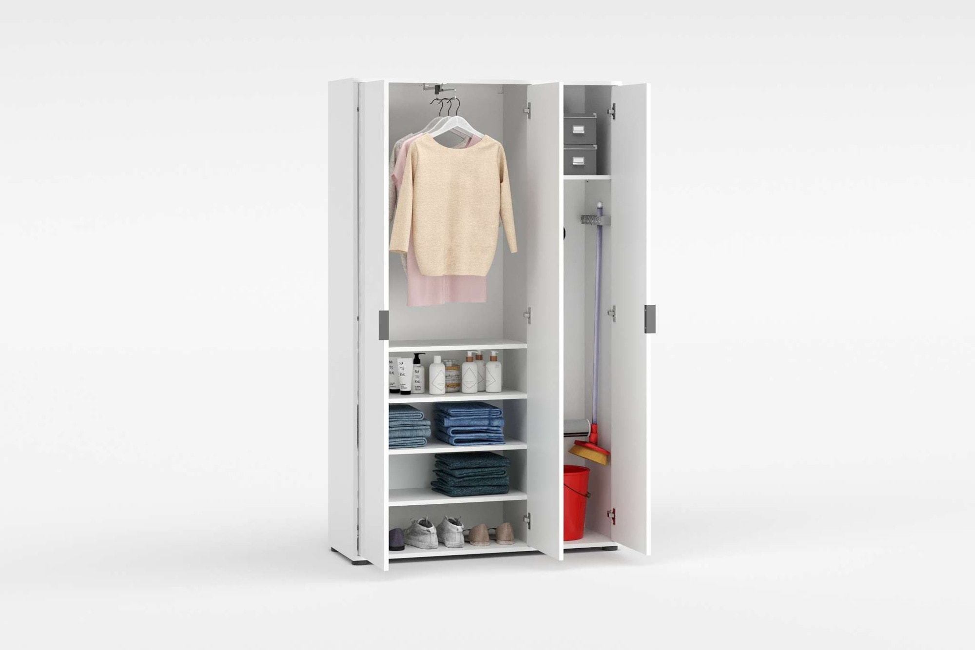 Home affaire Armoire multi-usages »JOLLY, Stauraumschrank , Breite 107 cm , Höhe 178 cm« 1 cuis tlg. 3 Türen,1 kl.+3 grosse Böden,1 Auszugsstange,Schrank Hochglanz lackiert