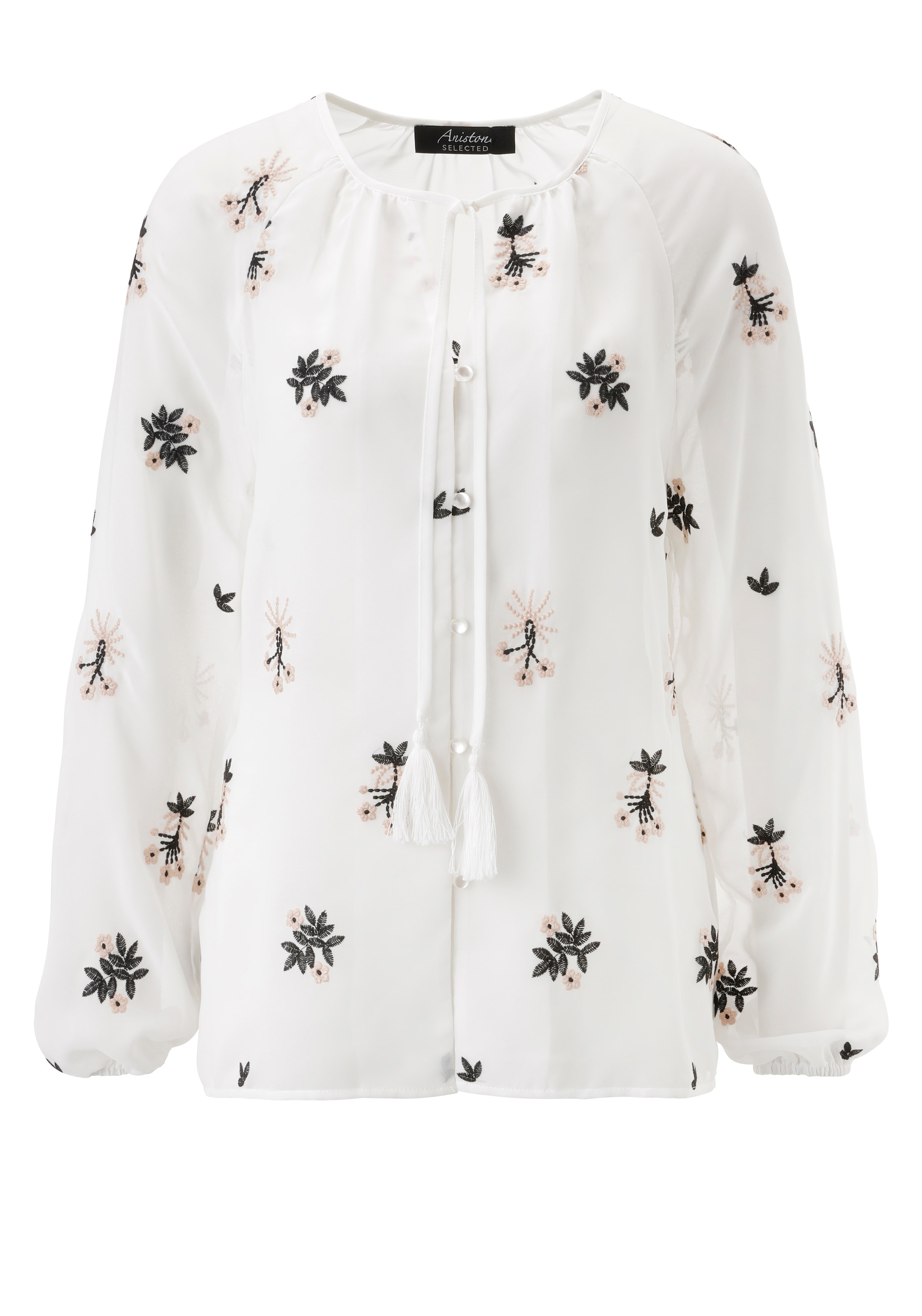 Aniston SELECTED Blouse en mousseline mit modischer Blumenstickerei - NEUE KOLLEKTION