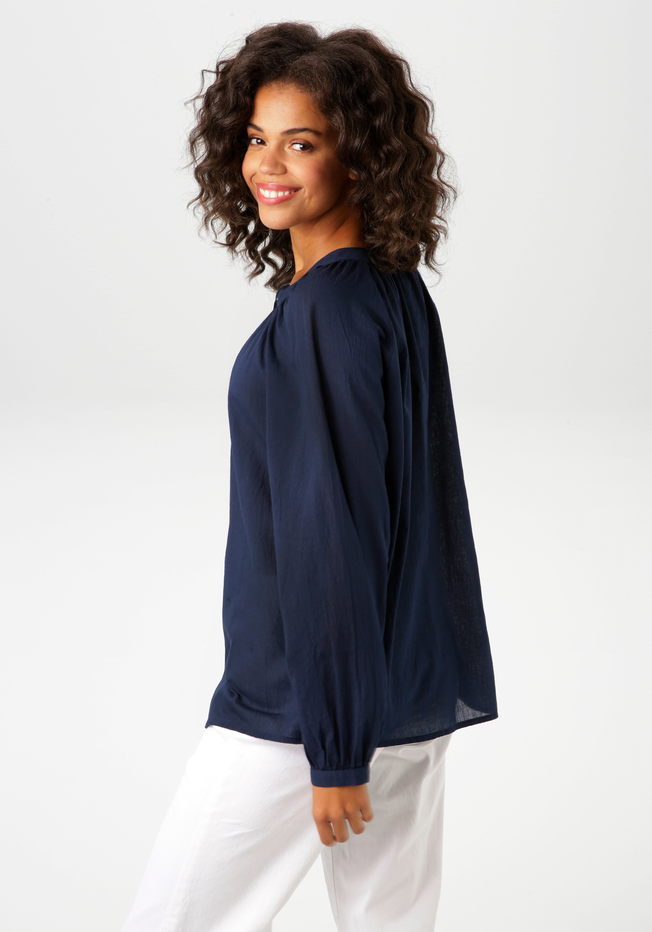 Aniston CASUAL Langarmbluse aus strukturierter Baumwolle