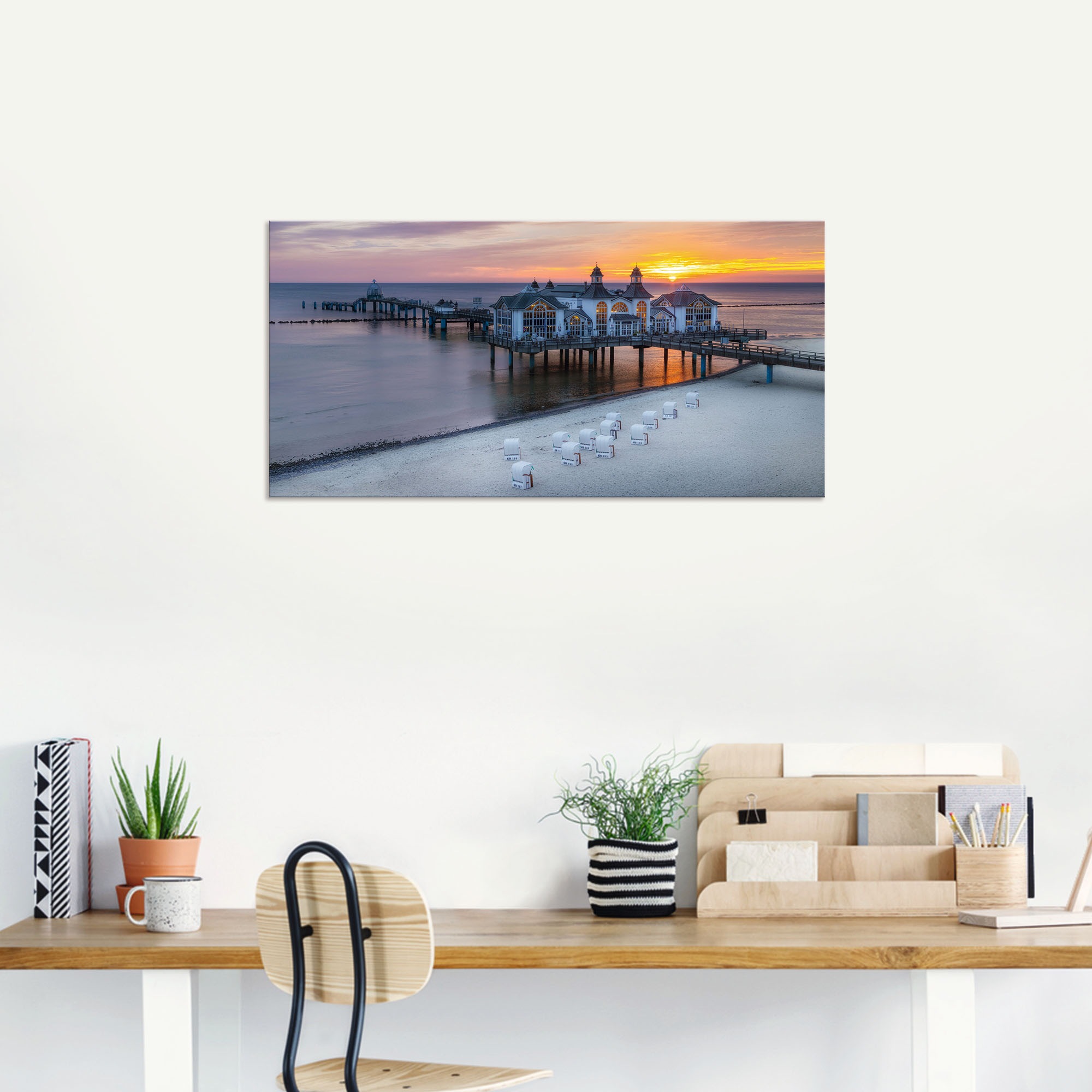 Artland Fresque murale »RÜGEN Seebrücke in Sellin Sonnenaufgang« 1 cuis tlg. als Alubild, Leinwandbild in verschied. Grössen