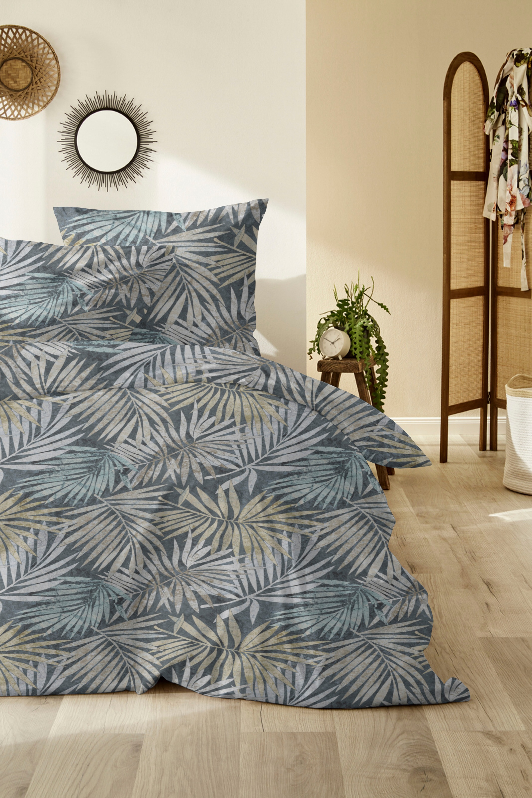 Primera Bettwäsche »Mako-Satin Bettwäsche Palmeral« 2 Stk. mit beruhigenden Palmenblättern