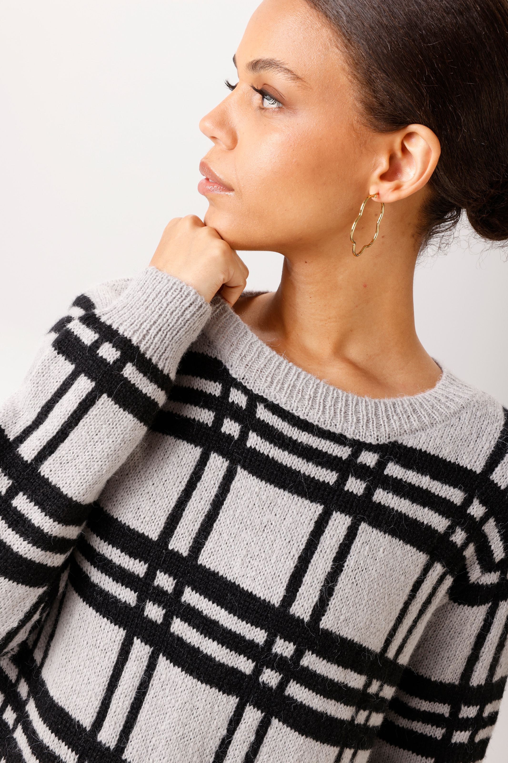 Aniston CASUAL Pull en tricot à carreaux sportifs - NOUVELLE COLLECTION