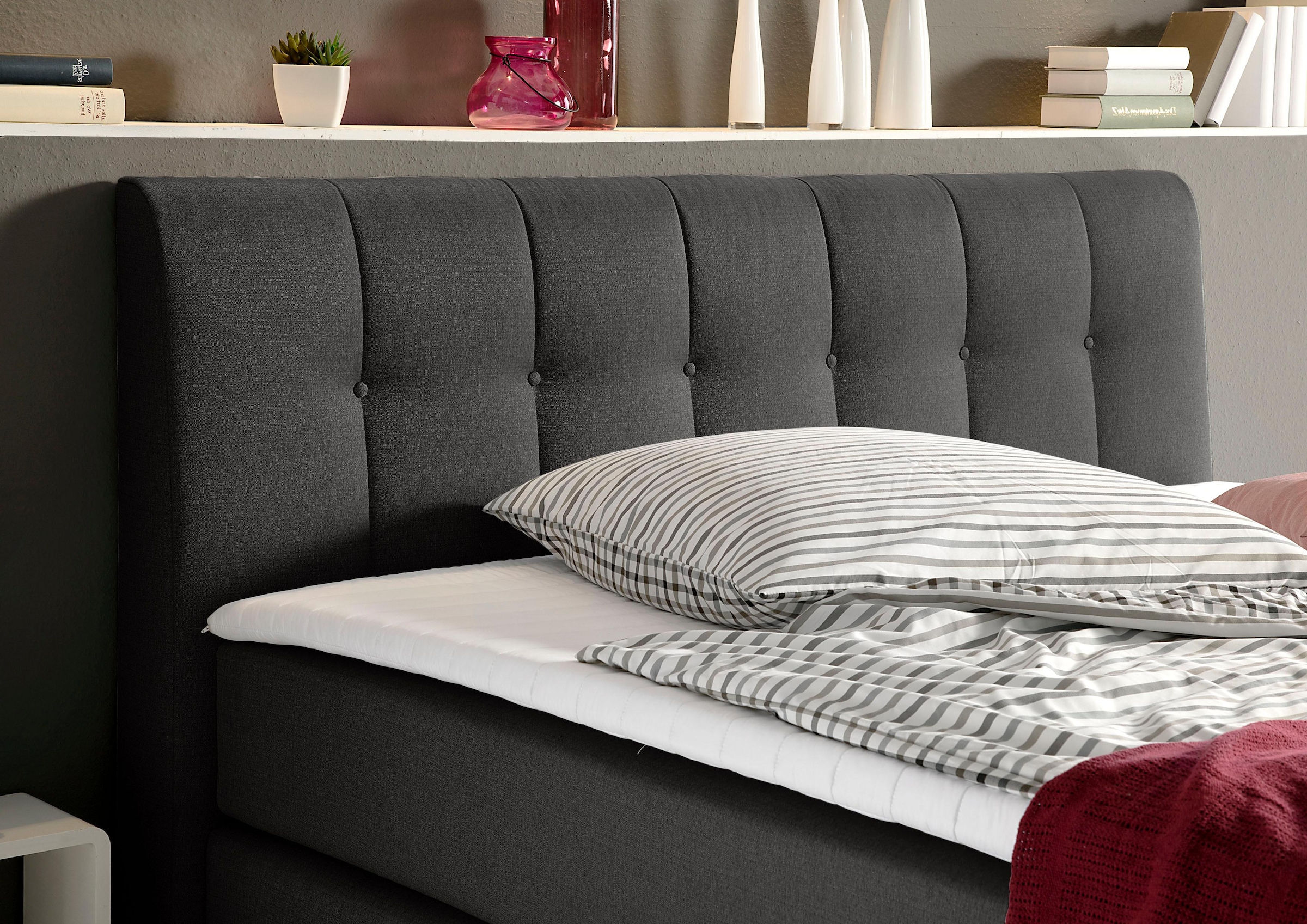 Home affaire Boxspringbett »Cafone« inkl. Topper, 5 Breiten, 3 Matratzenarten und 3 Härtegraden wählbar