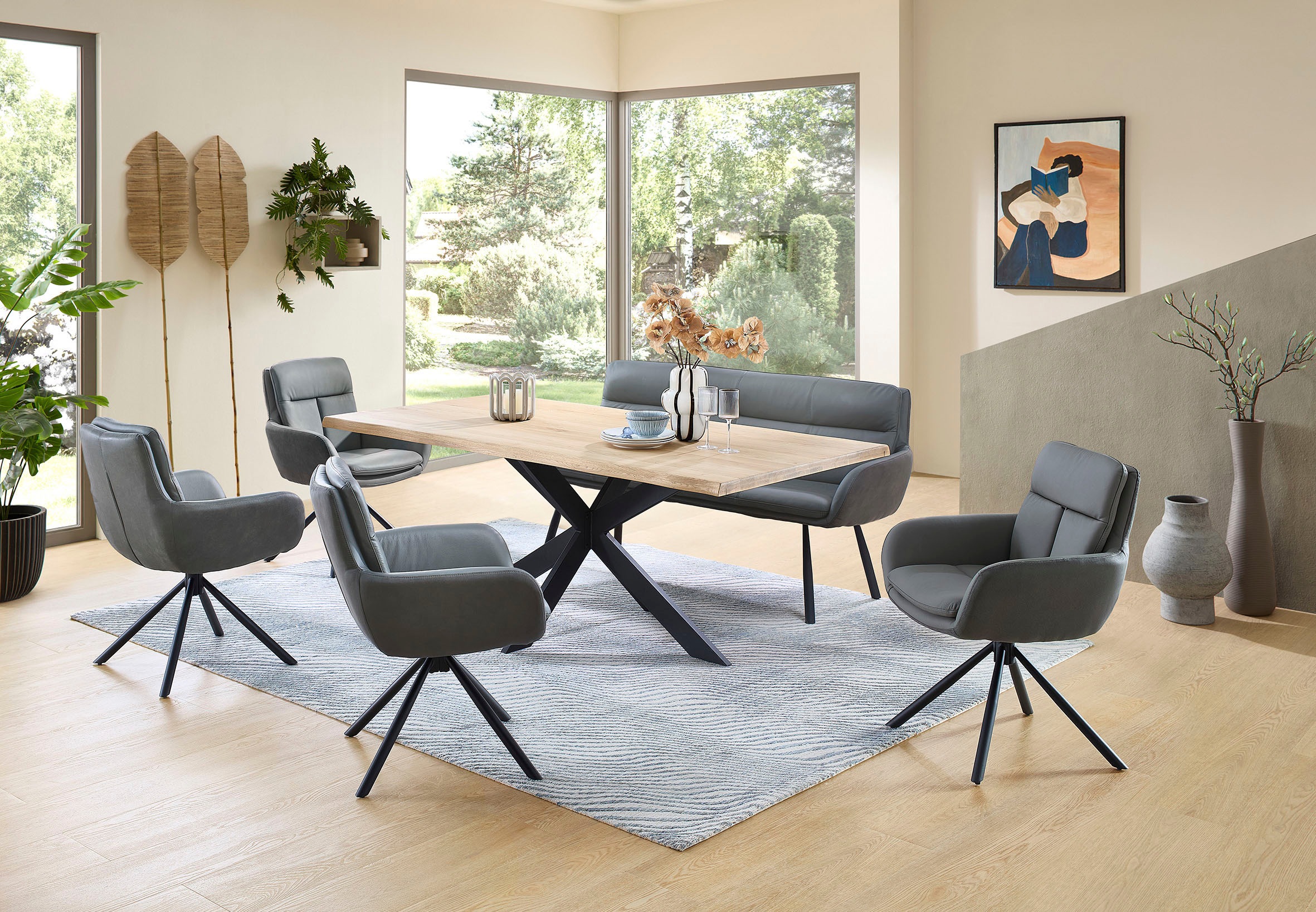 Stolkom Chaise avec accoudoirs (Ensemble) 6 cuisLargeur 63 cm, pivotant à 360° avec retour automatique