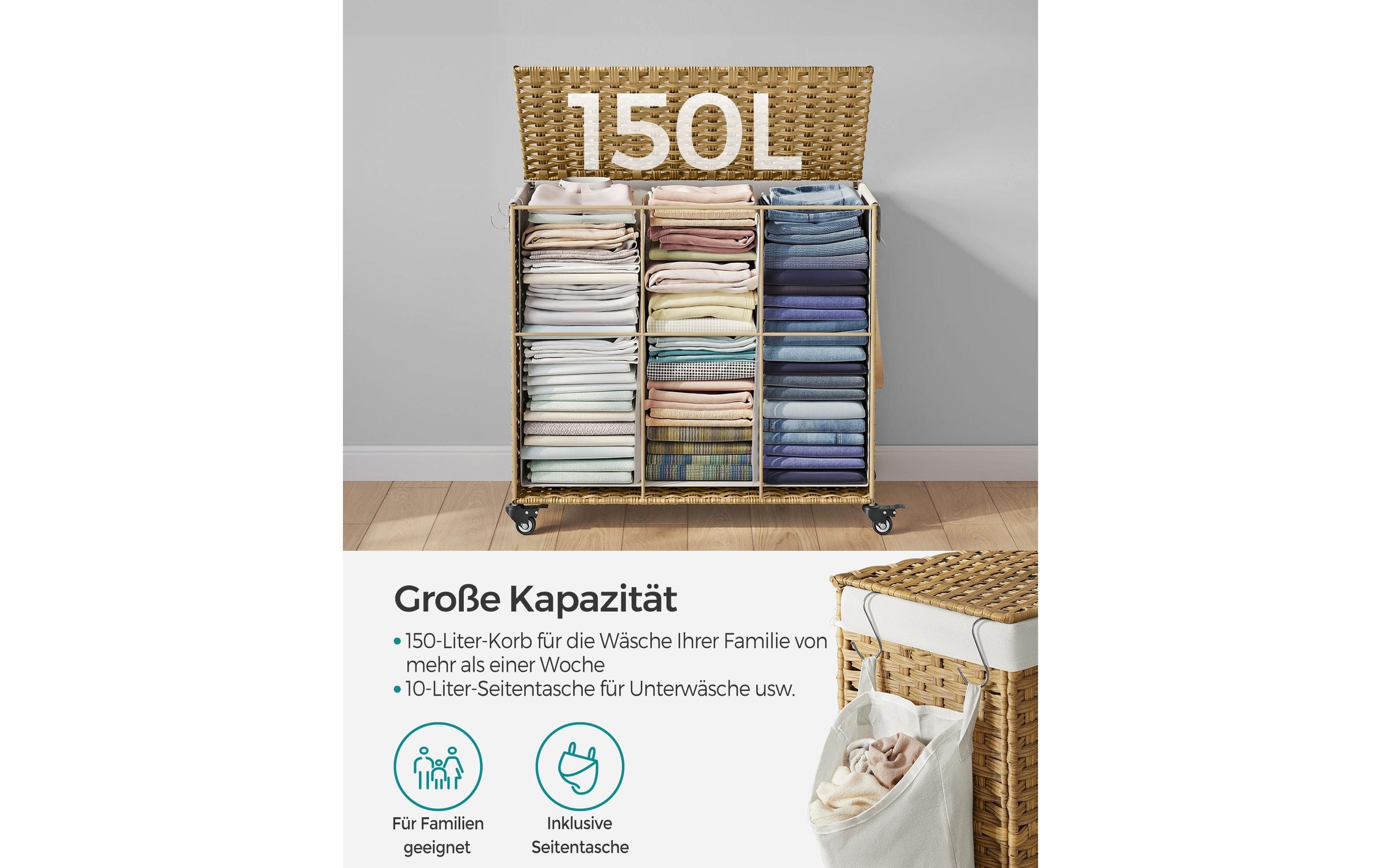 SONGMICS Wäschekorb »160 l«