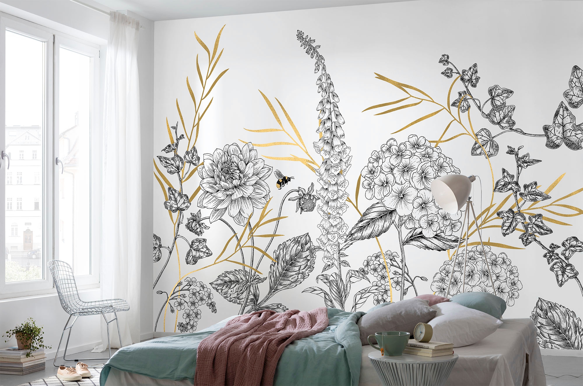 Komar Papier peint intissé »Digitaldruck Vlies -  Bumble Bee - Grösse 400 x 280 cm« imprimé Wohnzimmer, Schlafzimmer