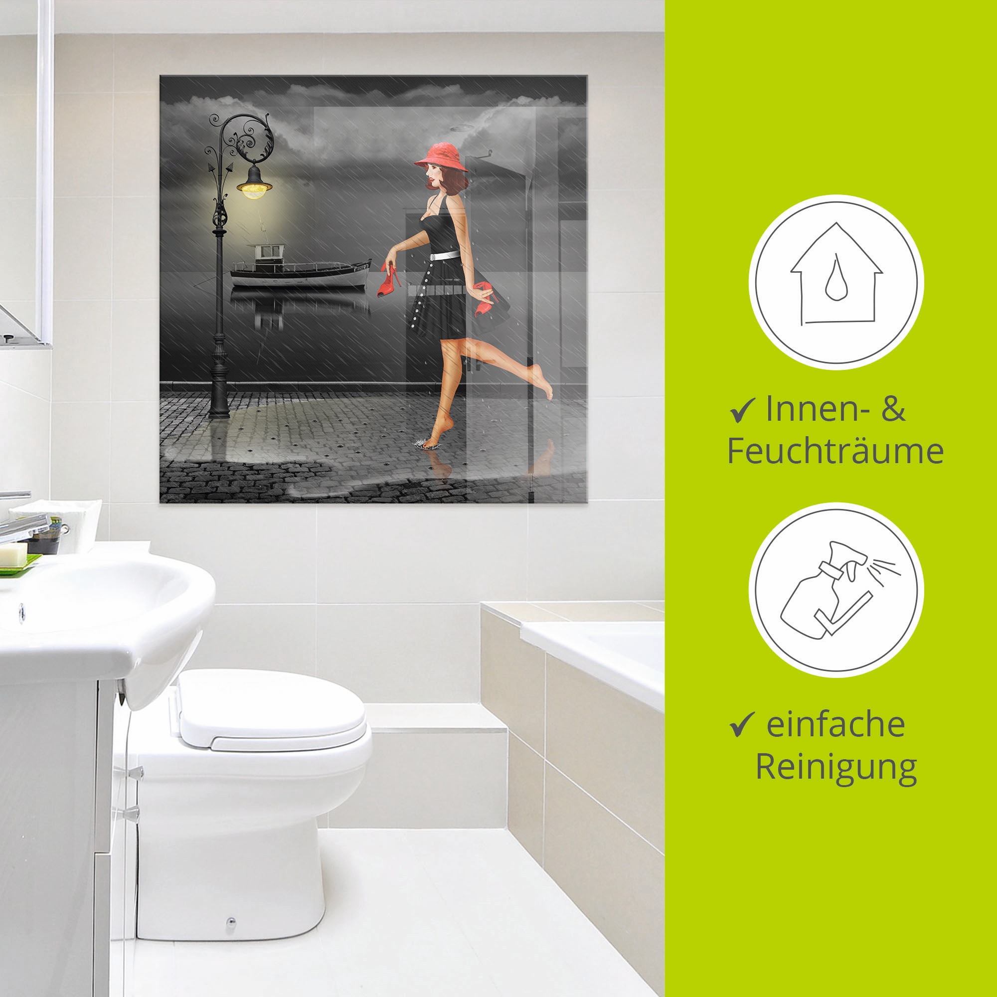 Artland Glasbild »Tanzen im Regen« Frau 1 Stk. tlg. in verschiedenen Grössen