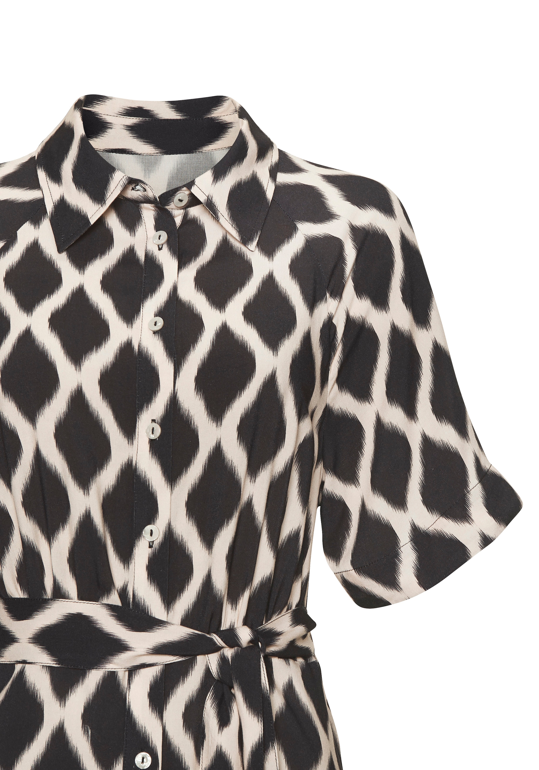 Vivance Hemdblusenkleid mit Bindegürtel,  Ohne Taschen mit grafischem Muster