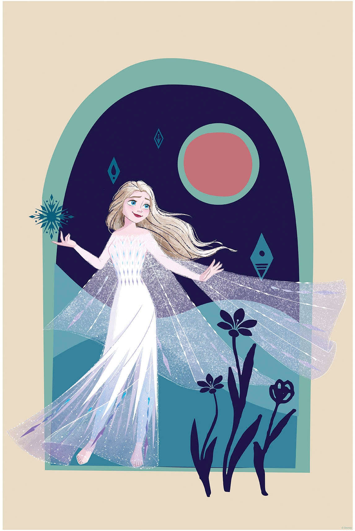 Komar Wandbild »Frozen Nocturnal Stroll« Disney Set, 1 Stk. tlg. 50 x 70 cm (Breite x Höhe) - Kinderzimmer, Dekoration