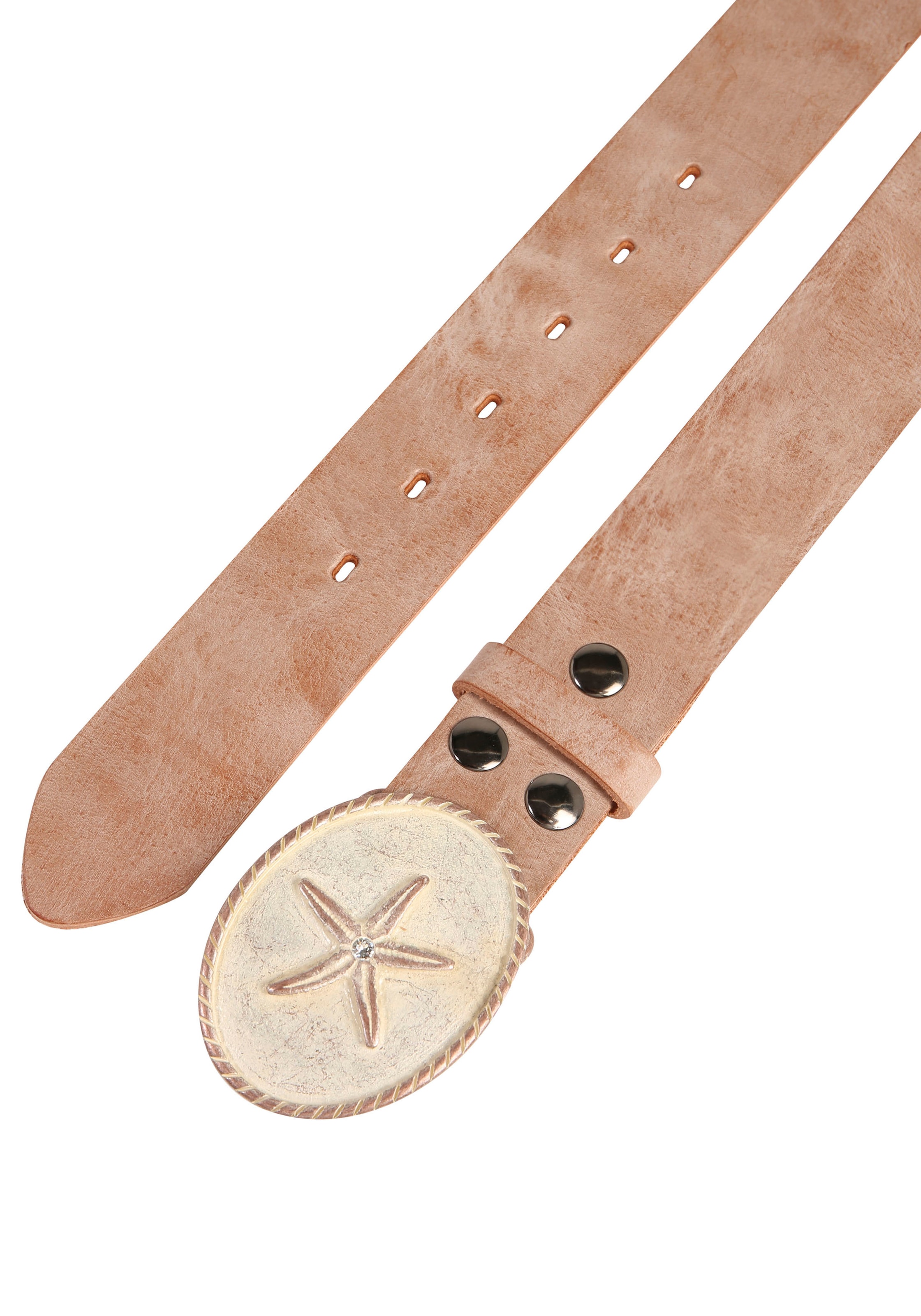 Rettungsring Gürtel Ceinture en cuir mit austauschbarer Schliesse »Seestern Rosa Kristall«