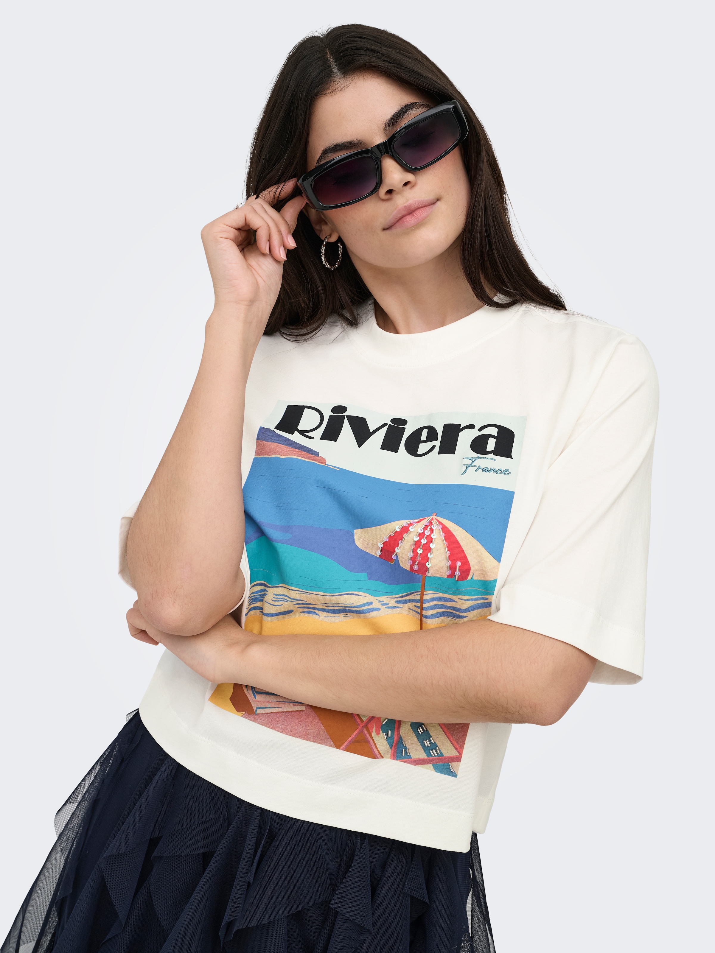 ONLY T-shirt »ONLVEGA NEW S/S VIBE TOP BOX JRS« coton, coupe régulière, col rond
