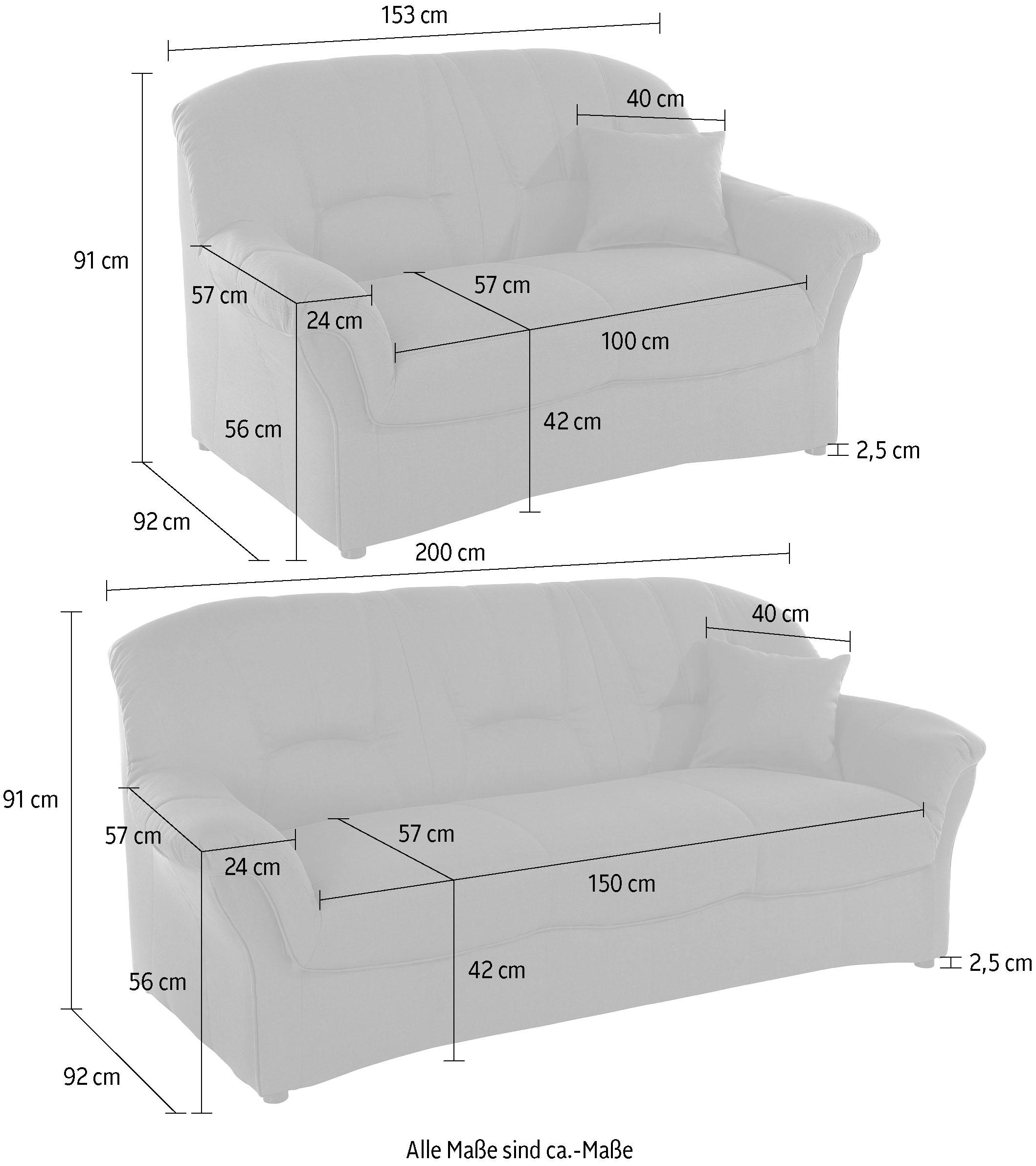 DOMO collection Ensemble rembourré »Bahia zeitlos & elegantes Sofa, bequem« Set,  3-Sitzer & 2-Sitzer-Set