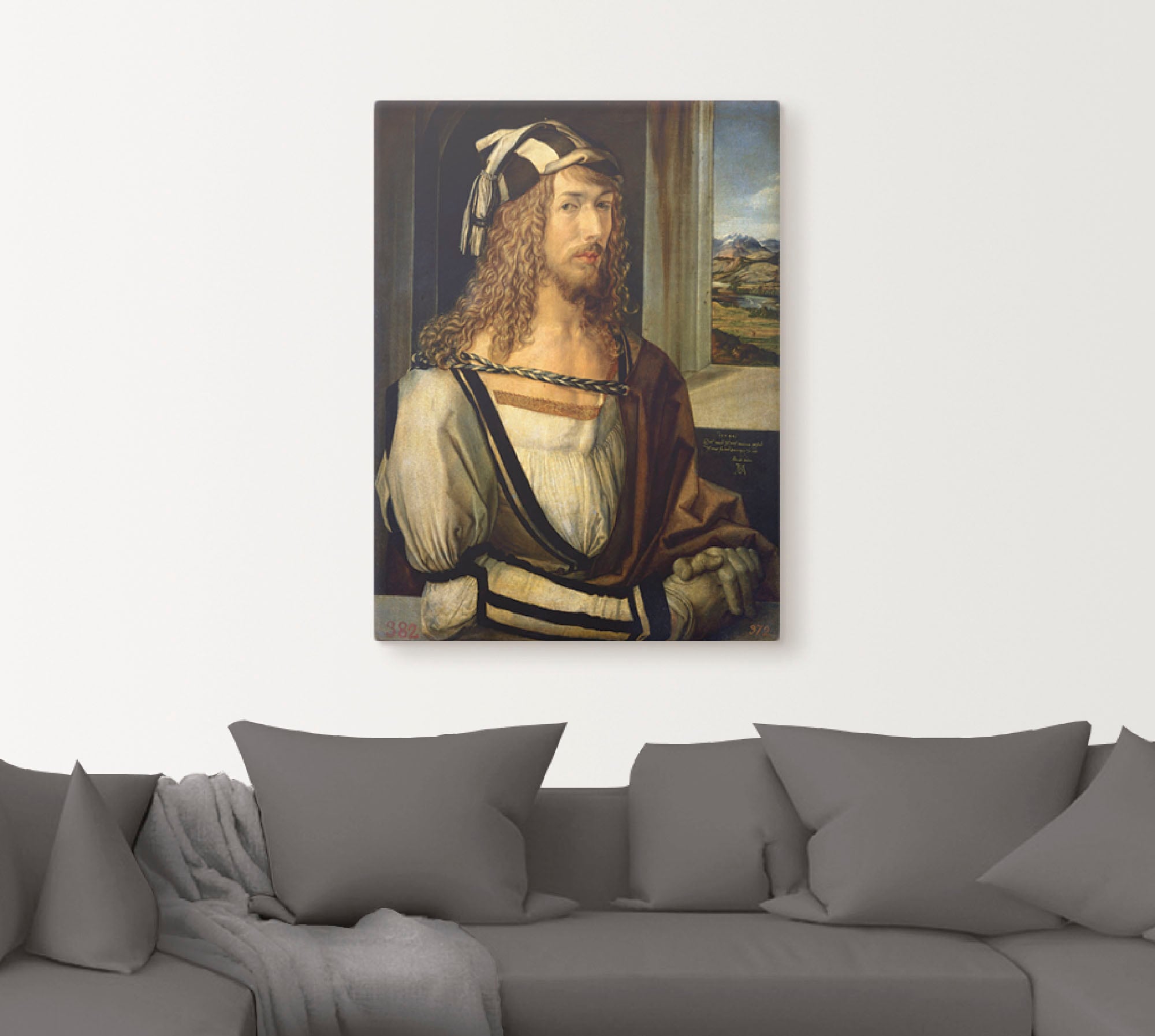 Artland Leinwandbild »Selbstbildnis mit Landschaft. 1498« Porträts 1 Stk. tlg. auf Keilrahmen gespannt