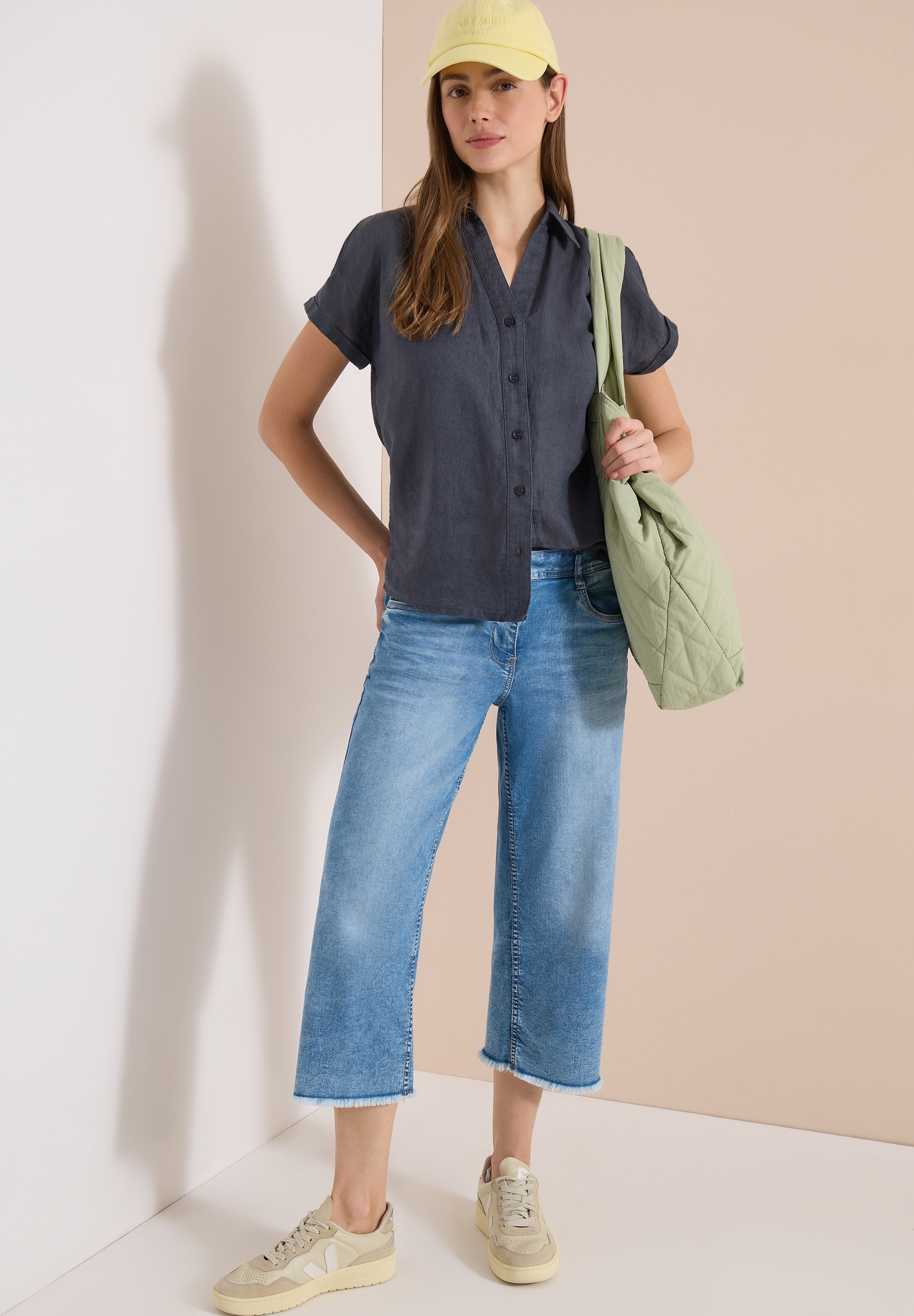 Cecil Jeans 3/4 »Style Neele« Loose fit avec taille haute et coupe ample aux jambes