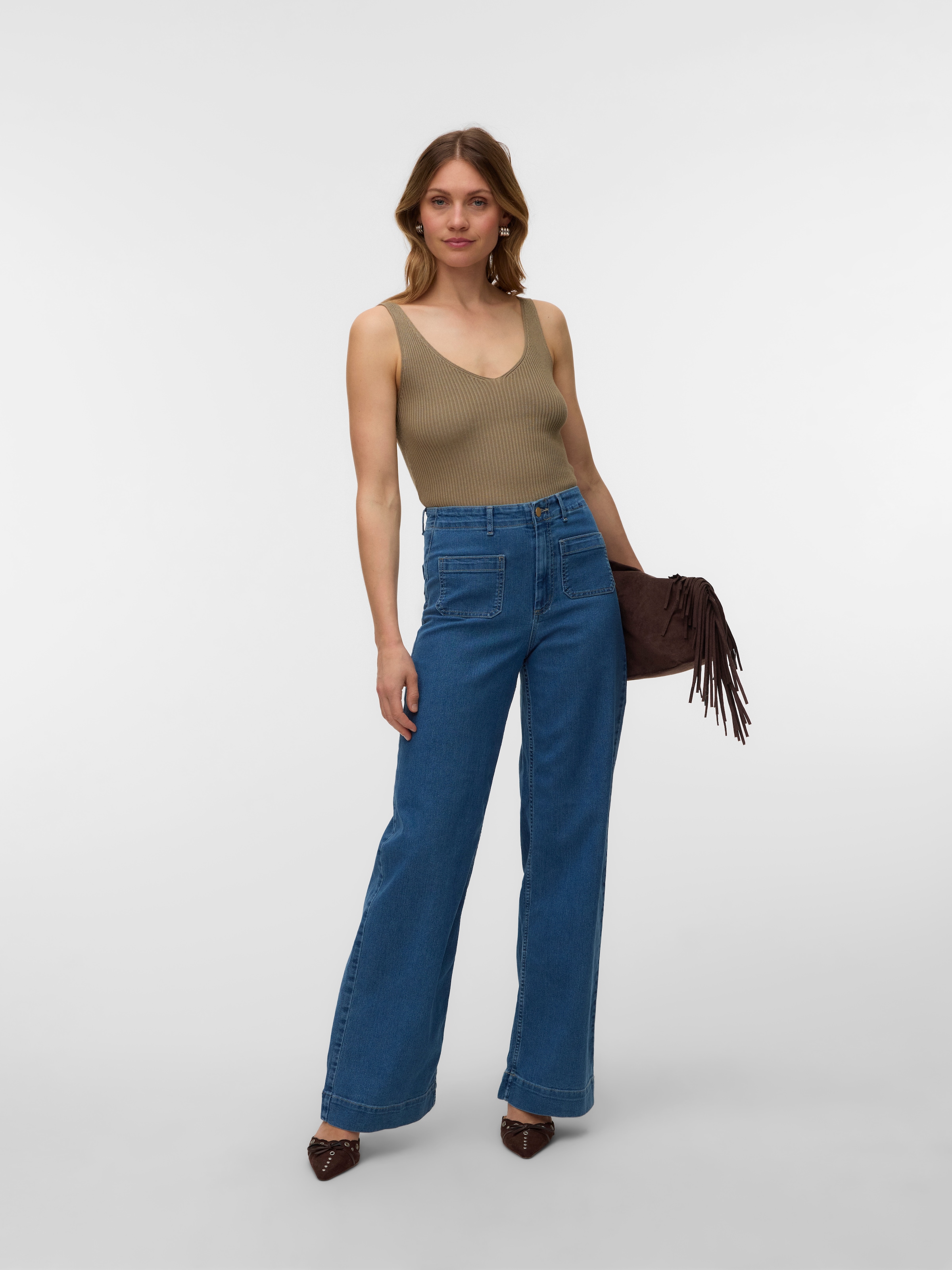 Vero Moda Jeans large »VMKAYLA HR WIDE POCKET J BLUE MIX NOOS« Baumwollmischung, wide fit, high waist