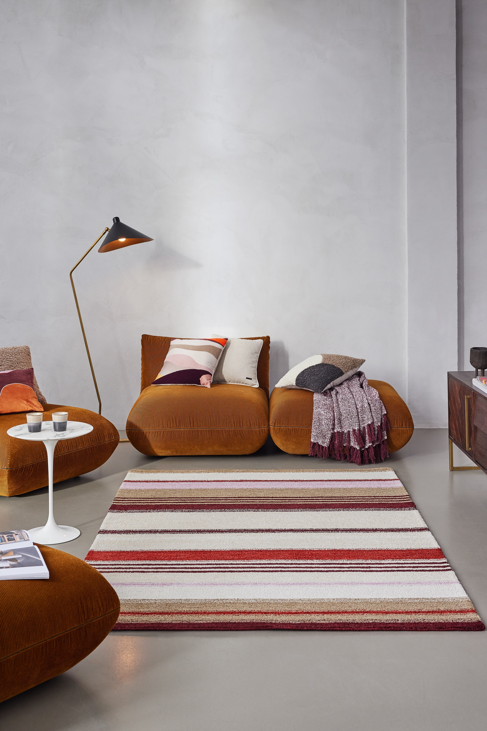 Wecon home Tapis »Petrol« Rectangulaire 7 mm Höhe handgefertigt, pflegeleicht, gestreift, Wohnzimmer, Schlafzimmer