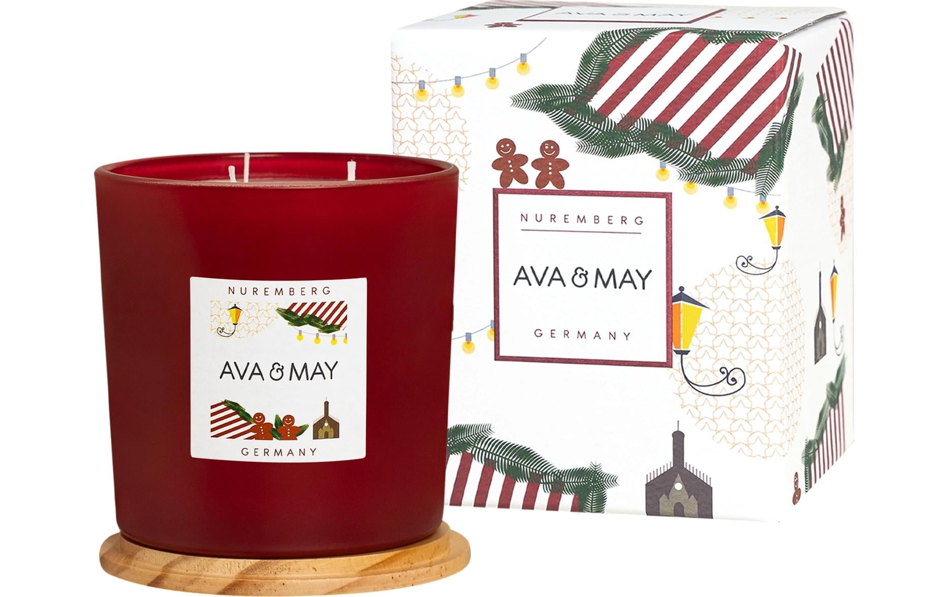 AVA & MAY Duftkerze »Nürnberg, Duftkerze mit dem Deckel aus Echtholz«