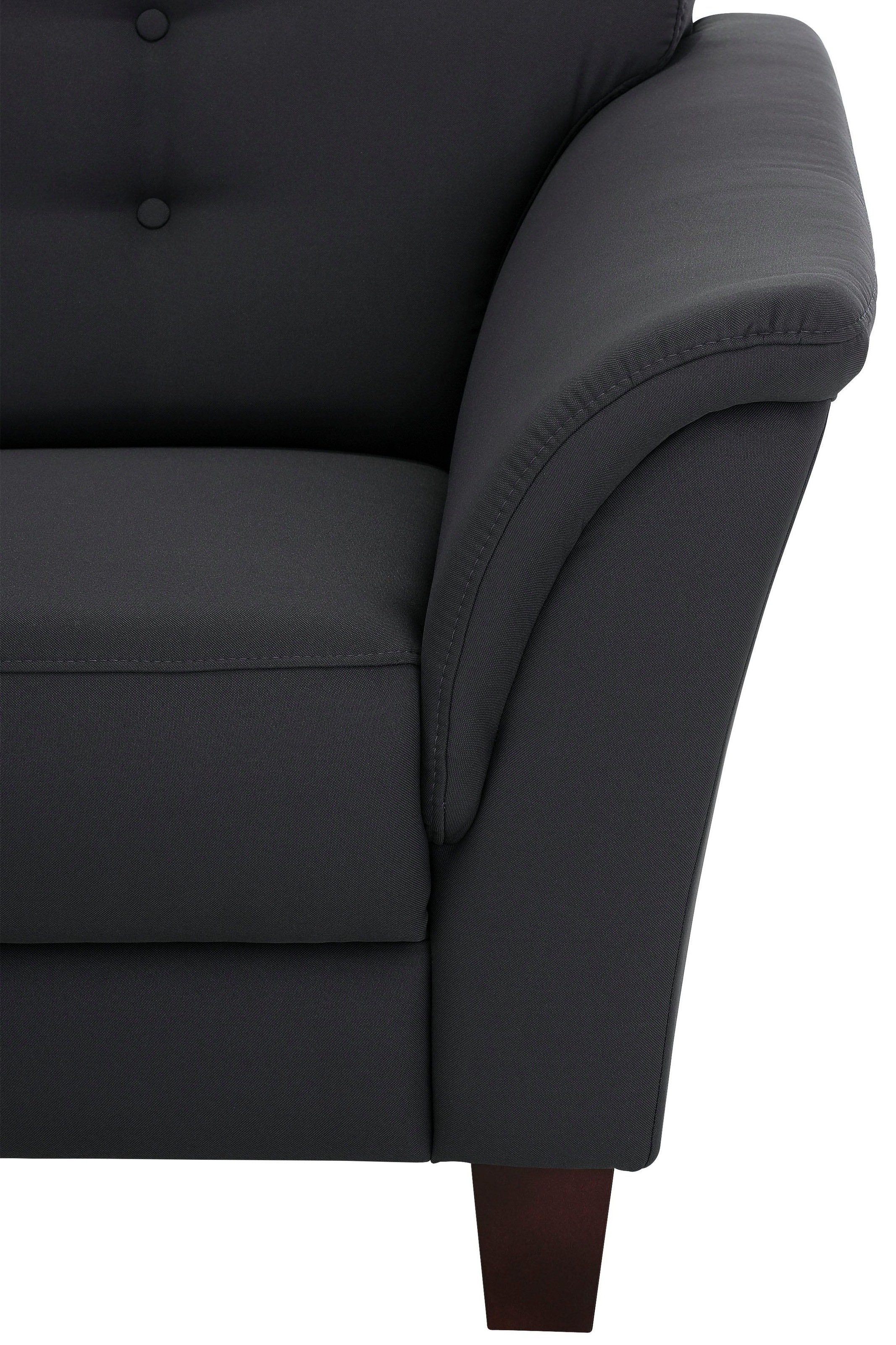 Home affaire Ecksofa »Trondheim L-Form« mit Federkern und Knopfheftung im Rücken, Füsse Buche dunkel