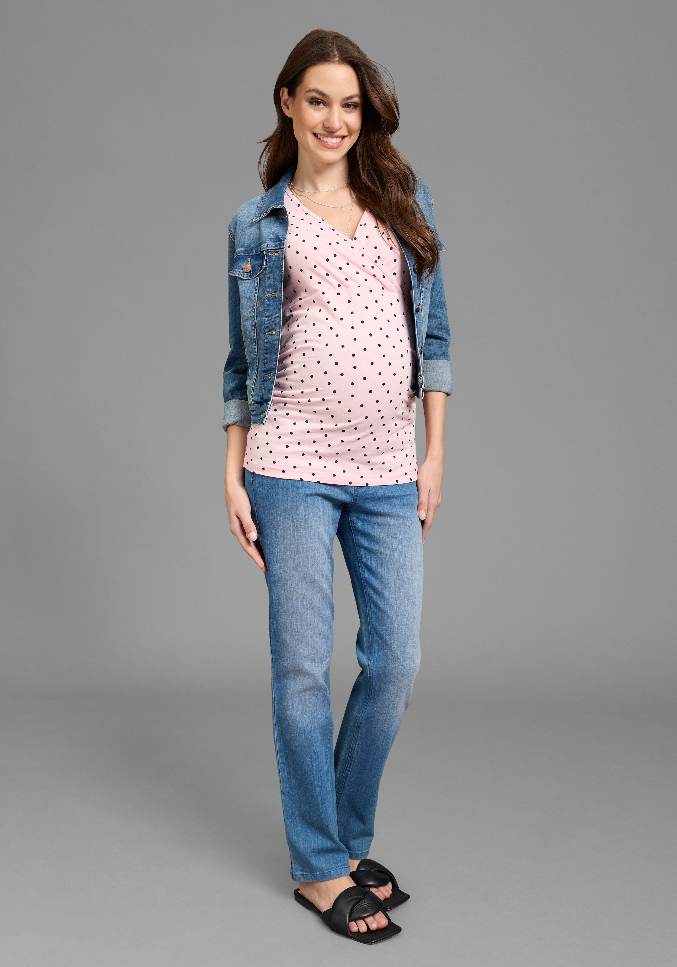 Neun Monate Umstandsshirt »2er Pack Umstands-Langarmshirt« Packung, 2, 2 tlg. schmale Basic-Passform, Langarm, mit Stillmöglichkeit