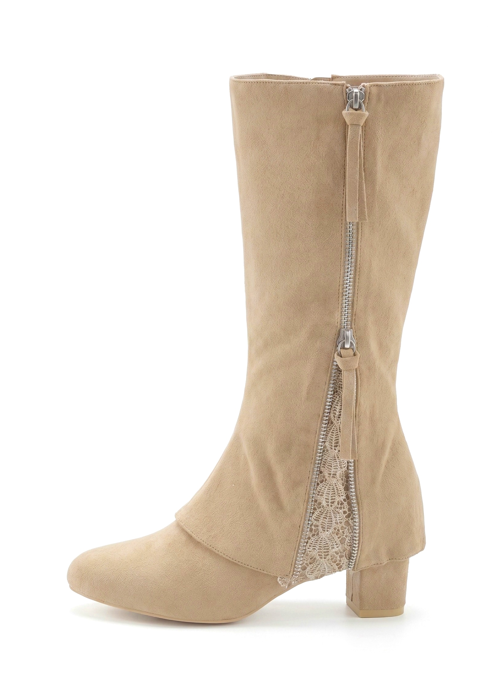 LASCANA Stiefel »Boots, Stiefelette,«  mit raffiniertem Spitzendetail und Zierreissverschluss