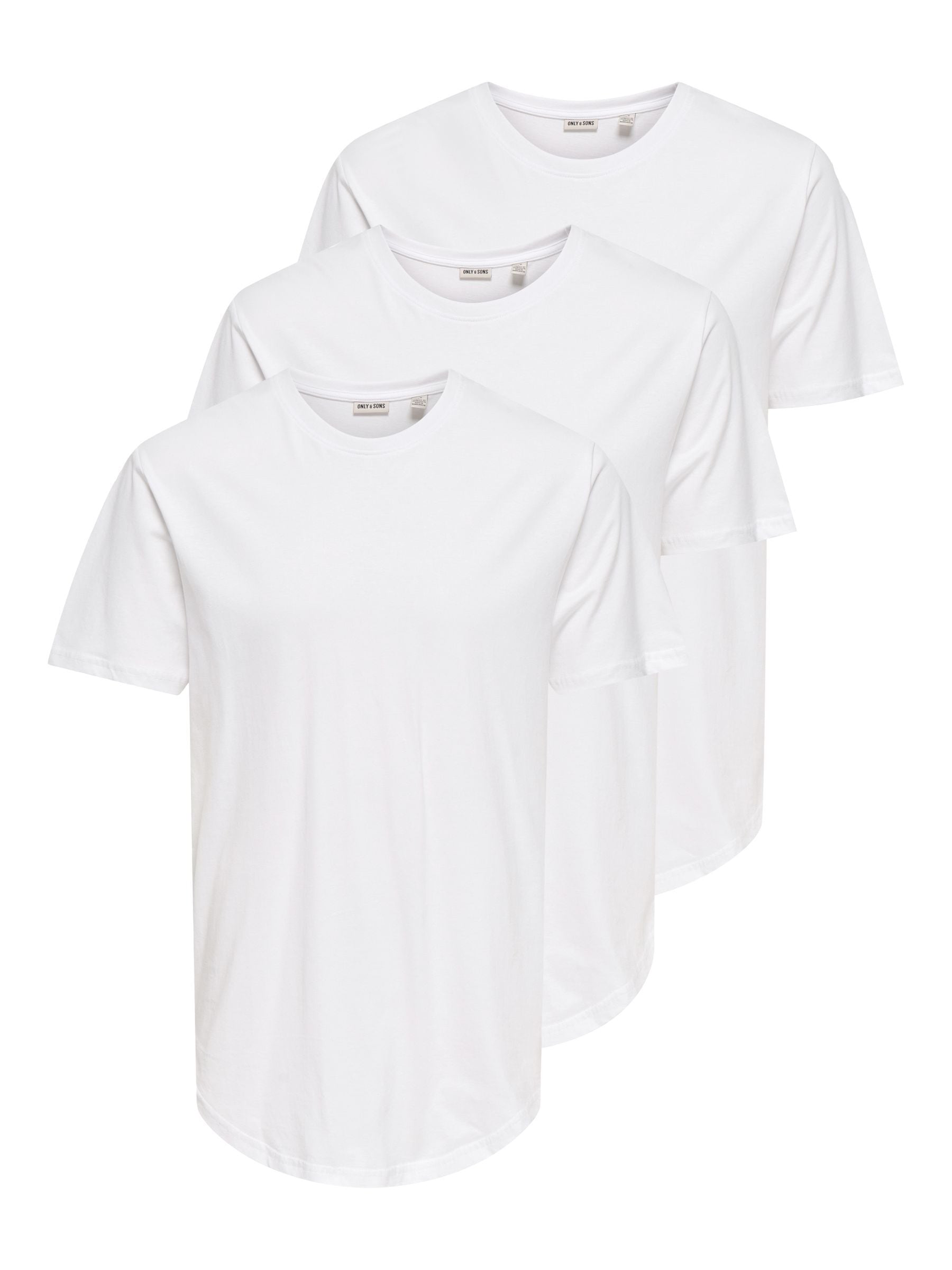 ONLY & SONS Rundhalsshirt »ONSMATT LONGY SS TEE 3-PACK« Packung, 3 Stk. Baumwolle, lang geschnitten