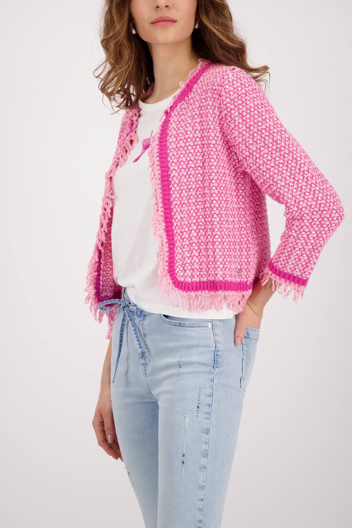 Monari Strickjacke mit Fransenkante