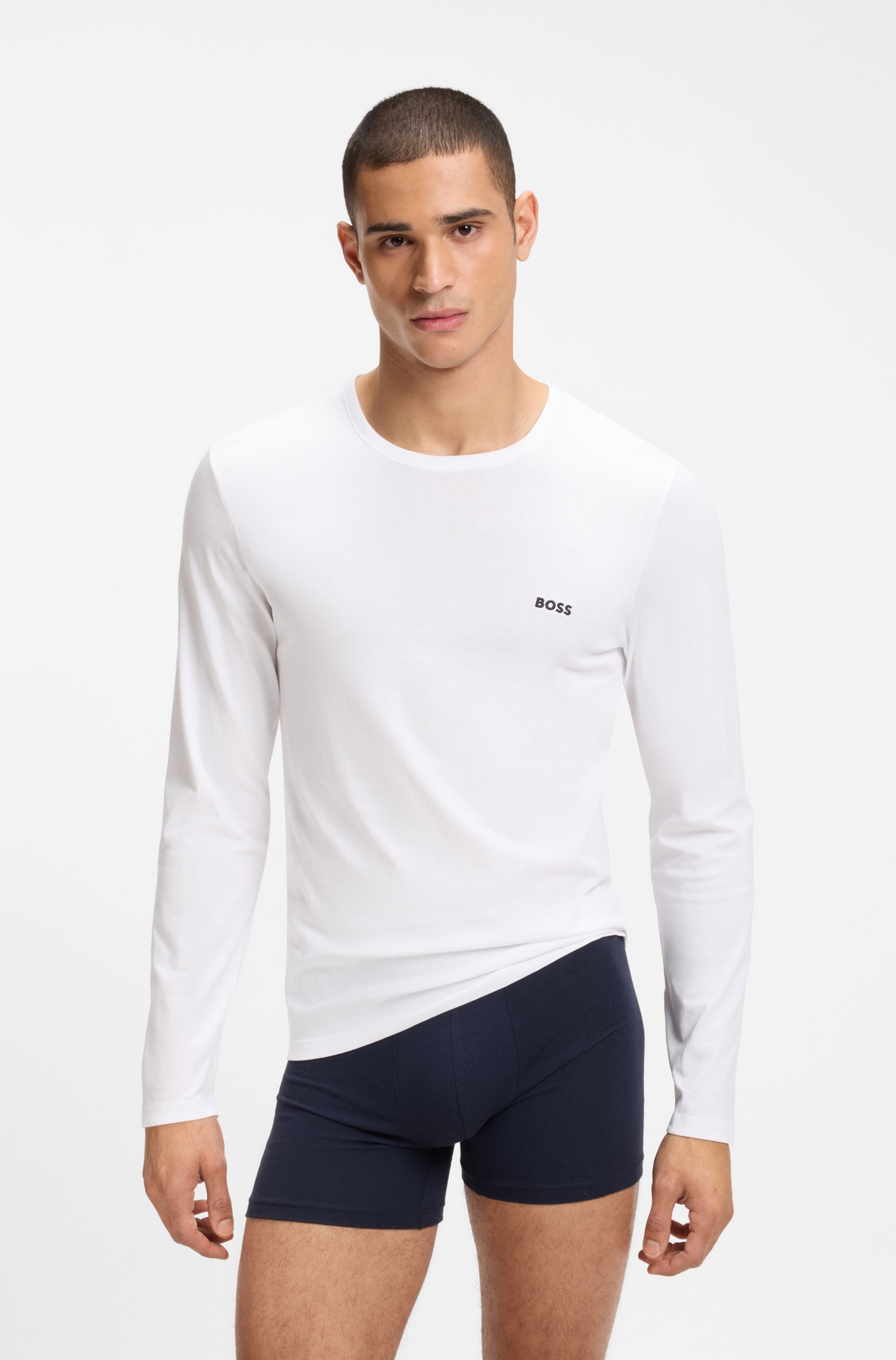 BOSS T-shirt à manches longues »longsleeve-Shirt R-Neck Classic COTTON 3pcs/pack« 3 cuis mit BOSS Logo-Schriftzug