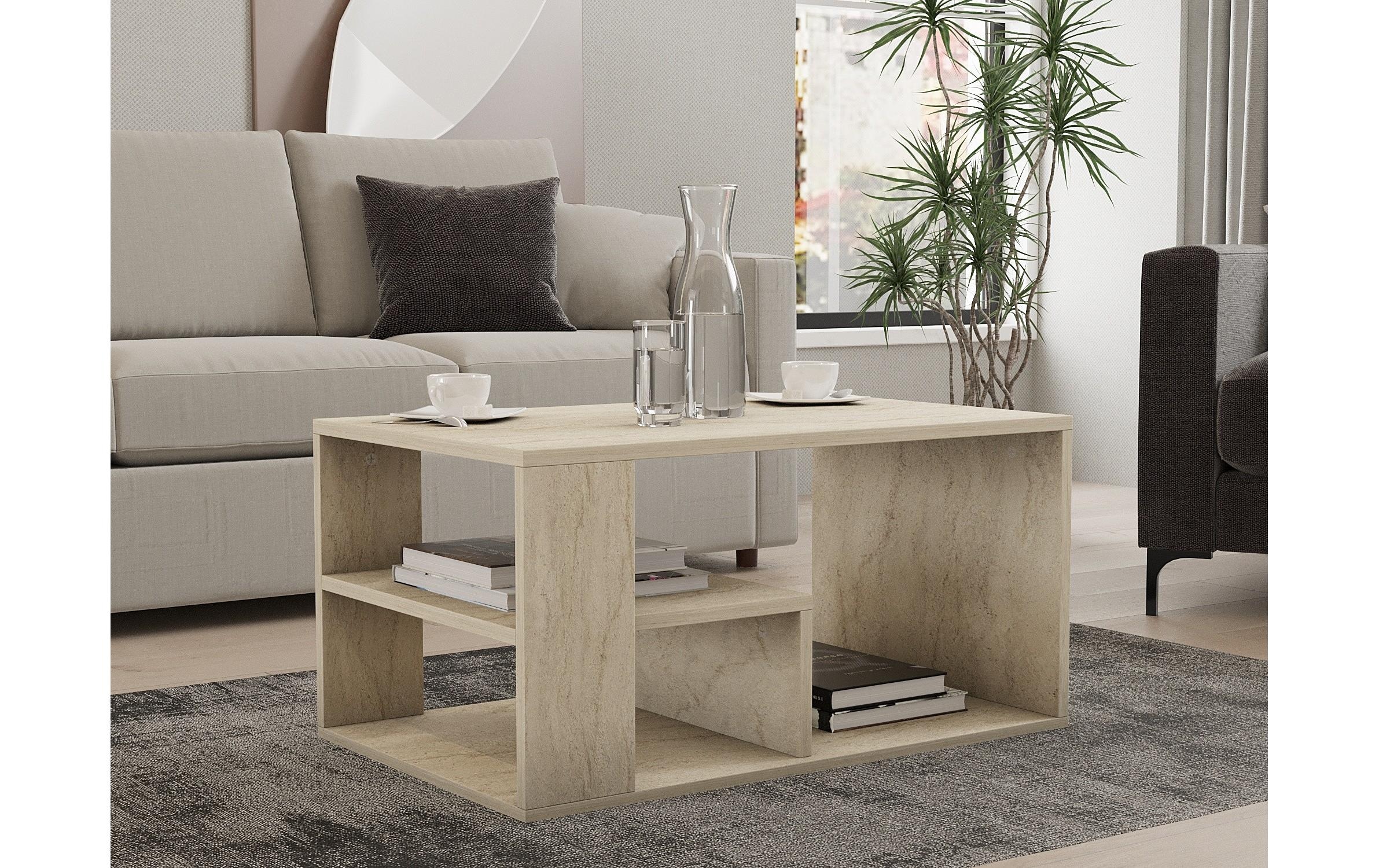 WOODY FASHION Couchtisch »Eros – Travertine 80 x 50 x 40 cm«