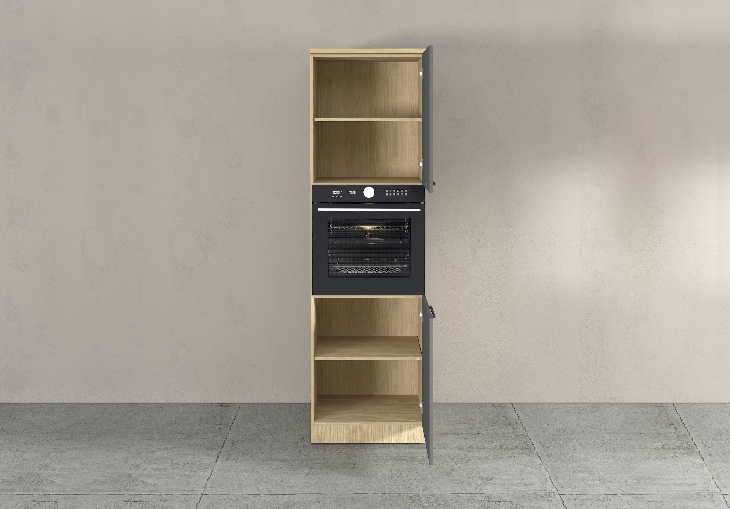 KOCHSTATION Armoire d'encastrement pour four »Luna, Backofenschrank, Backofen-Hochschrank, Made in Italy« B/T/H: 60×60×214,5 cm, Oberplatte mit 25 mm Stärke