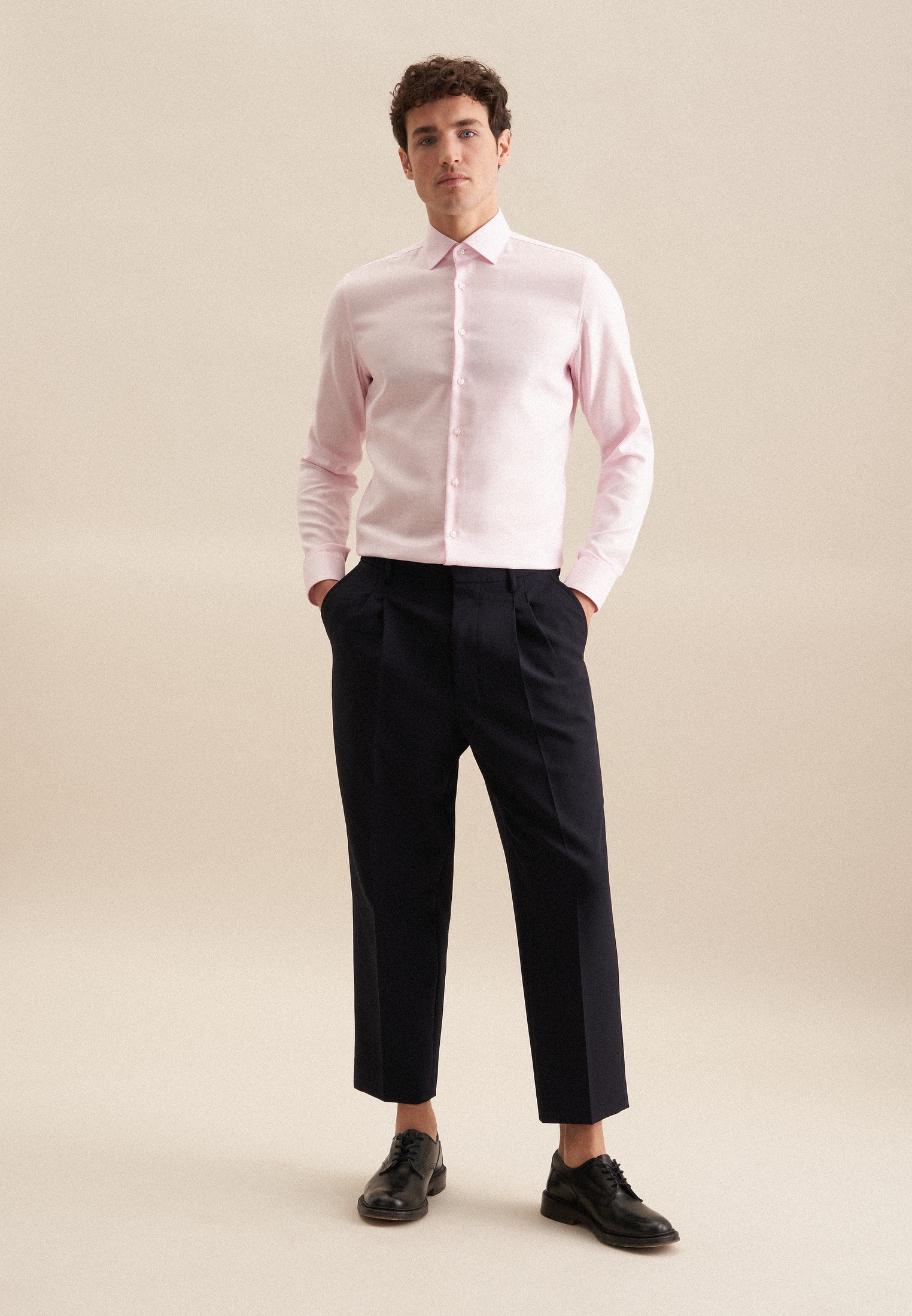 seidensticker Chemise d'affaires »Schwarze Rose« Slim 1/1 Kentkragen Struktur