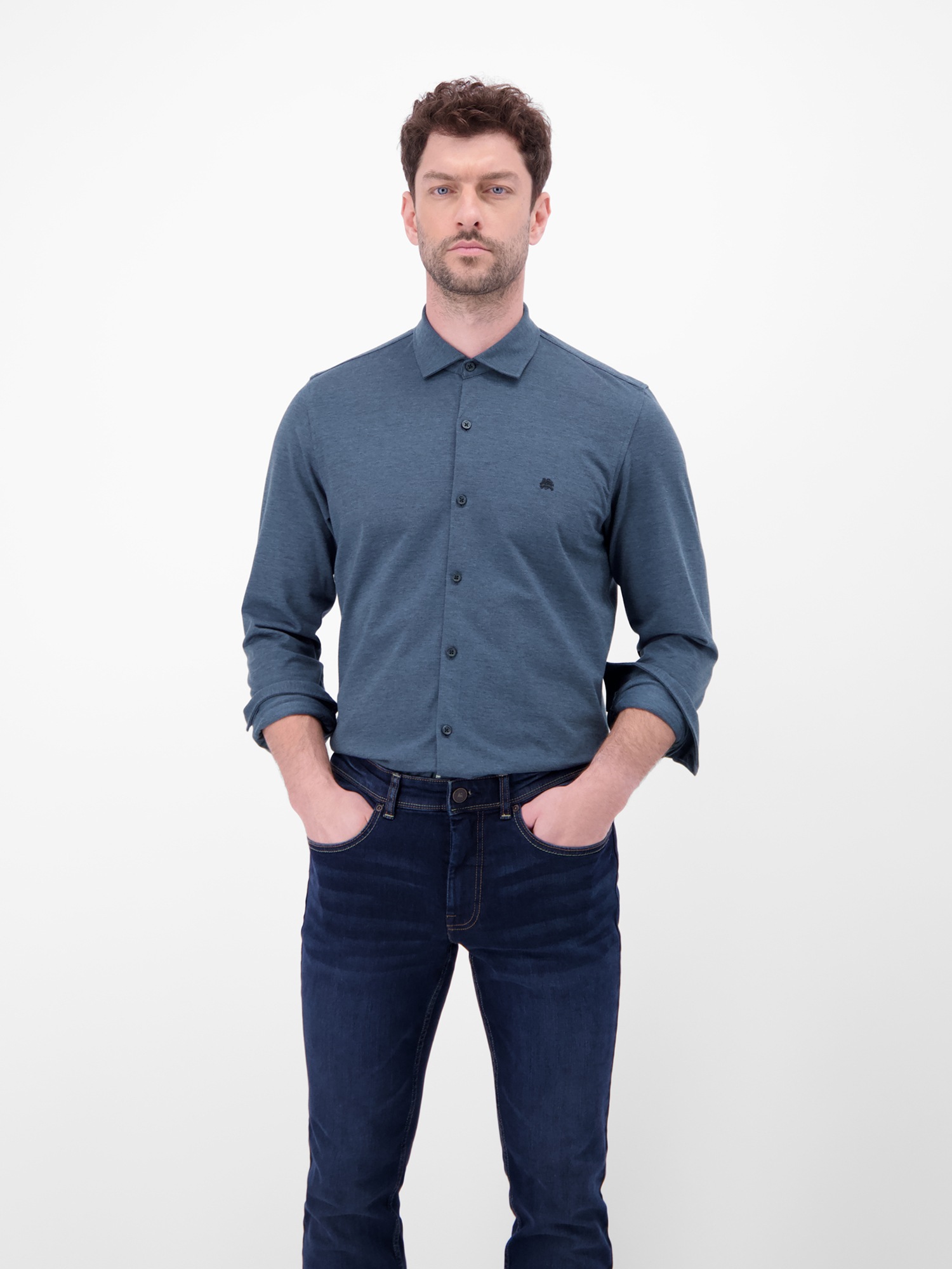 LERROS Chemise à manches longues »Jerseyhemd mit 2-Knopf-Manschette und Kentkragen«