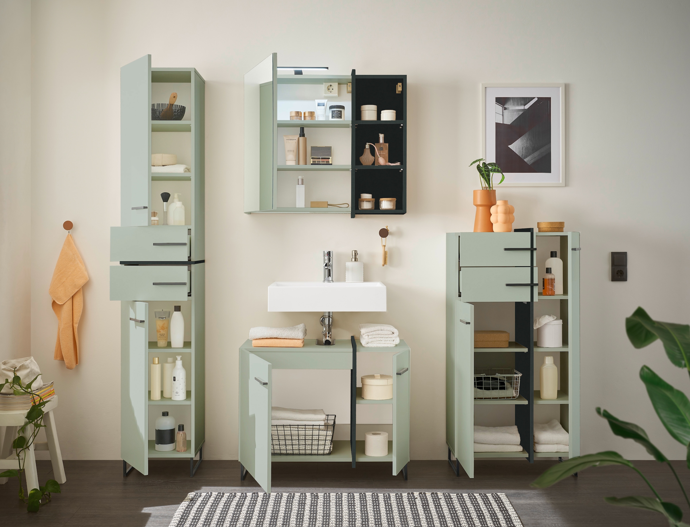 BASIC by Balculina Midischrank »Palermo, BxHxT 60x119x35 cm« 1 Stk. tlg. Breite 60cm, Softclose, Metallfüsse