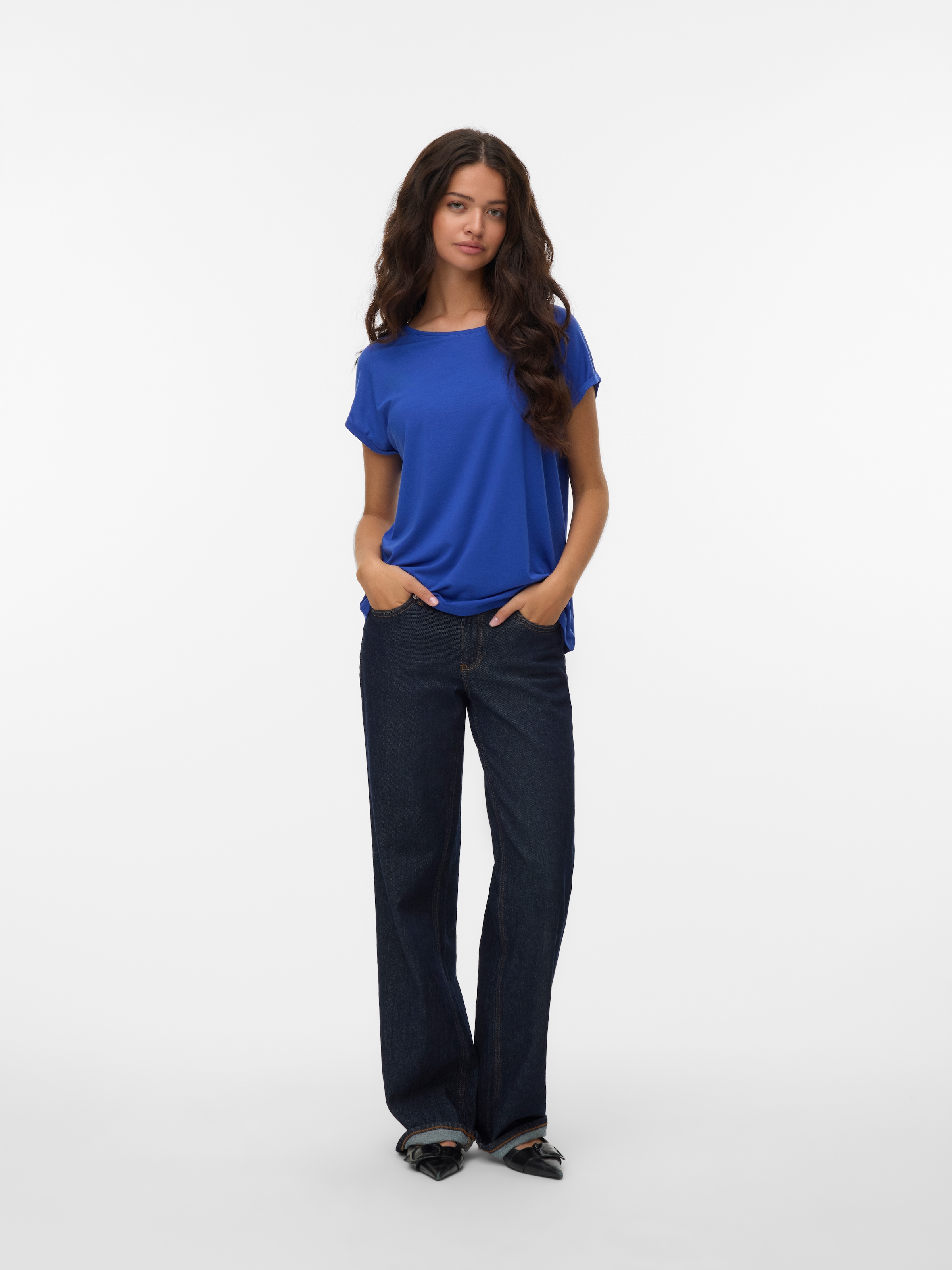 Vero Moda Rundhalsshirt »VMAVA PLAIN SS TOP GAJRS NOOS«