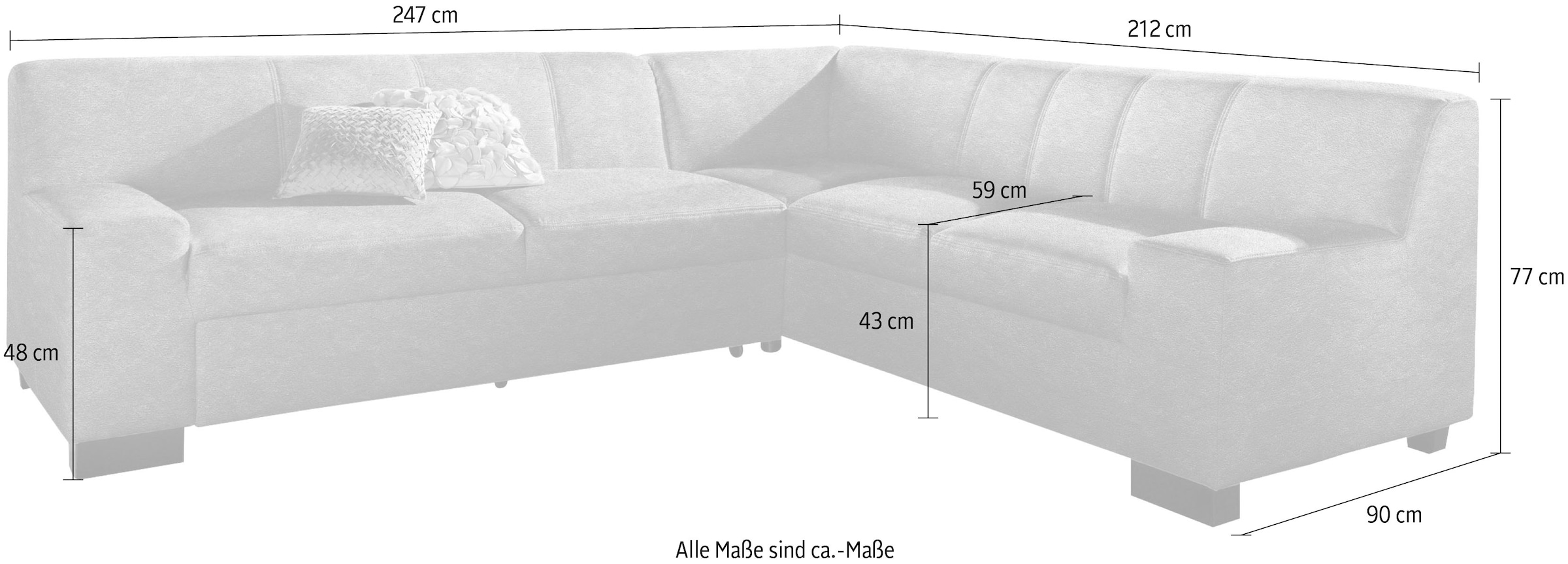 DOMO collection Canapé d'angle »Norma Top, elegant und modern, flache Armlehnen, L-Form« option avec fonction lit