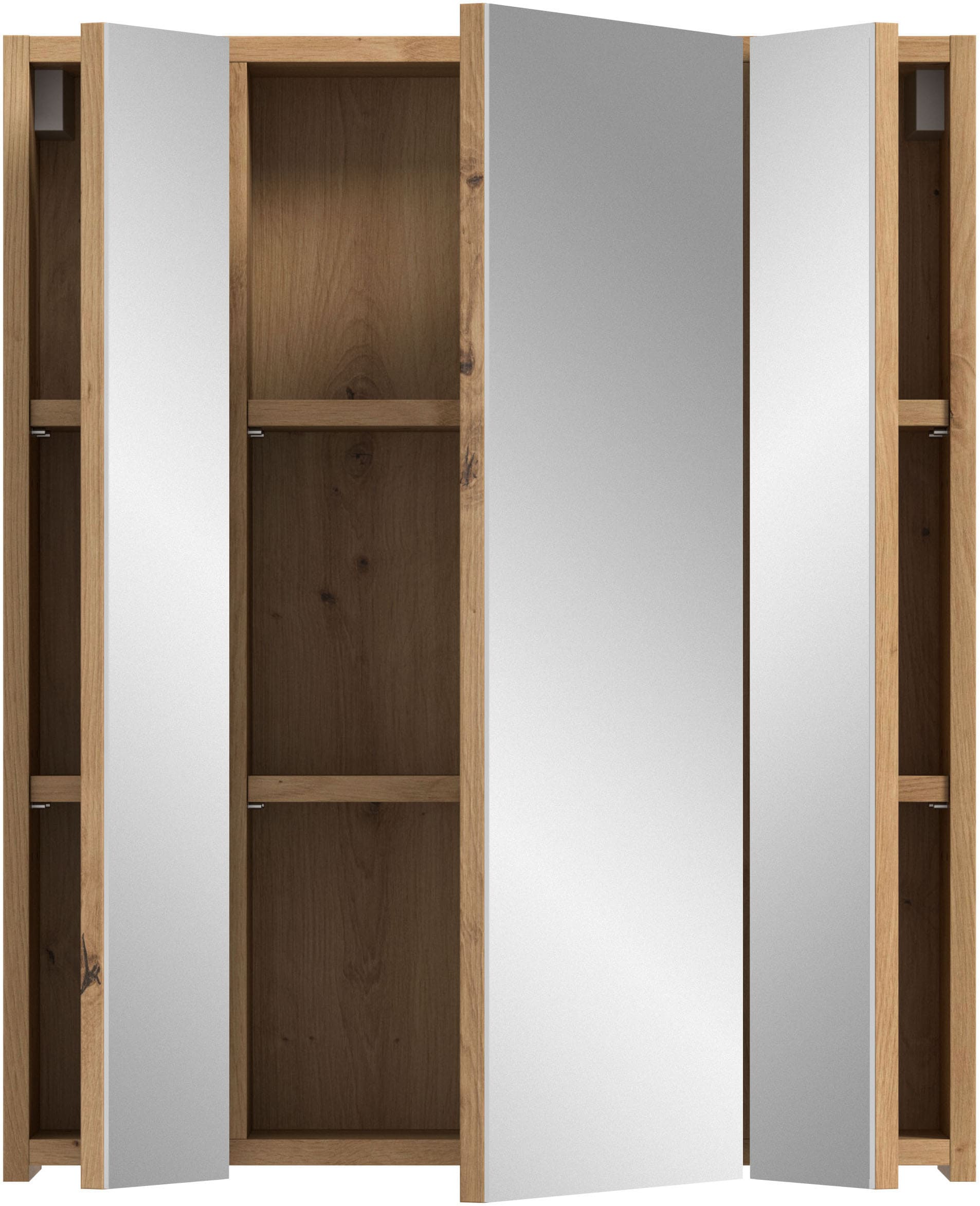 INOSIGN Armoire de toilette »Malmö, Breite 60 cm, 3 Spiegeltüren, 9 Fächer, 6 Einlegeböden« 1 cuis tlg. Florenz, Spiegelschrank 3-Türig, Artisan Oak NB, 9 Fächer