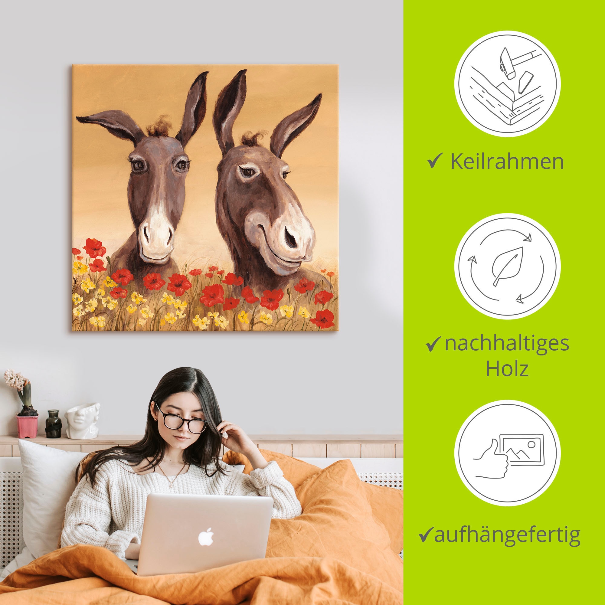 Artland Wandbild »Esel« Haustiere 1 Stk. tlg. als Alubild, Leinwandbild in verschied. Grössen
