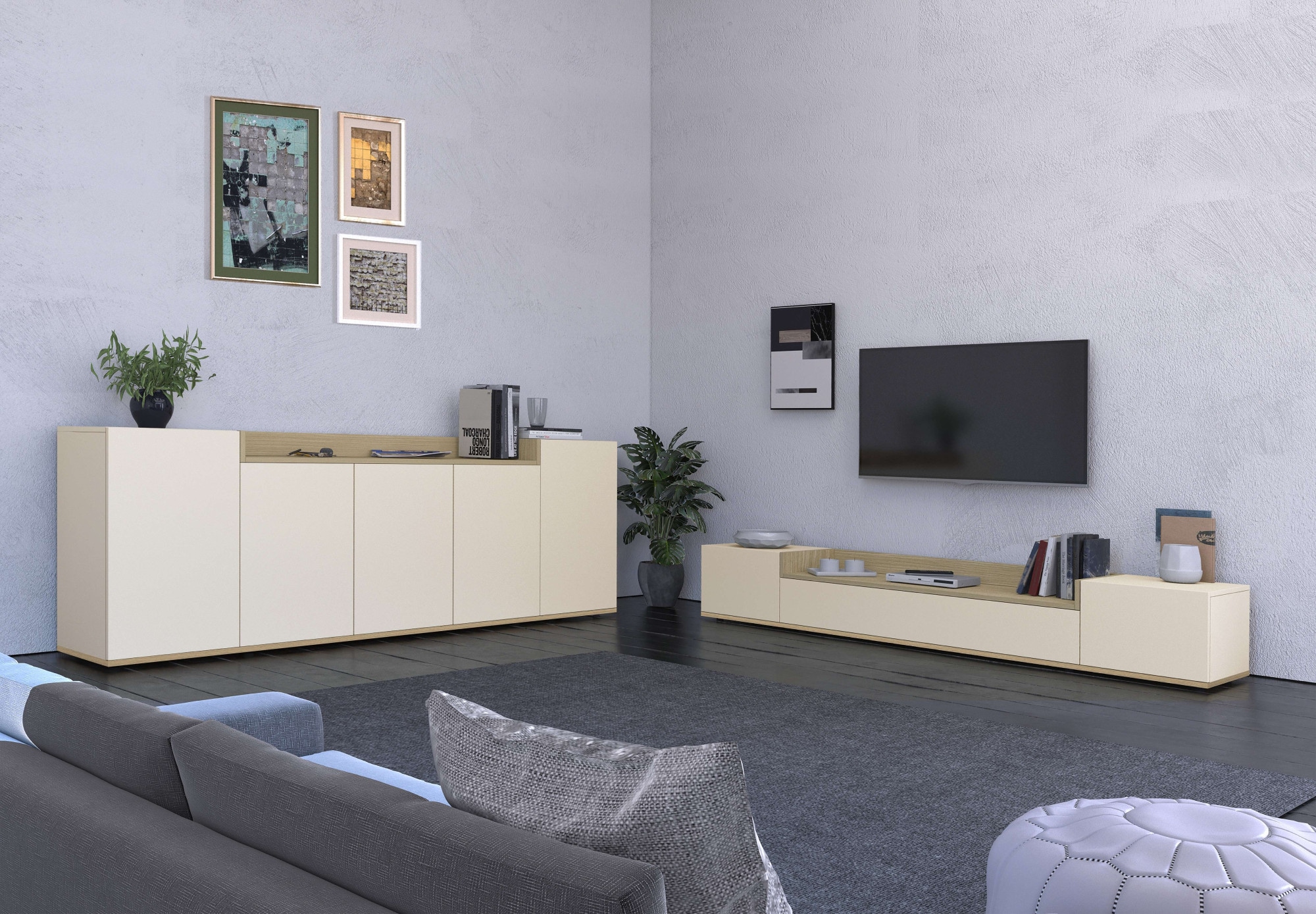 GOODproduct Sideboard »BOLSENA, Kommode, Schrank,Lowboard mit 8 Fächer und offenes Ablagefach« 1 Stk. tlg. stehend/hängend montierbar, Made in Italy, B/T/H: 200 × 35 × 71,2 cm
