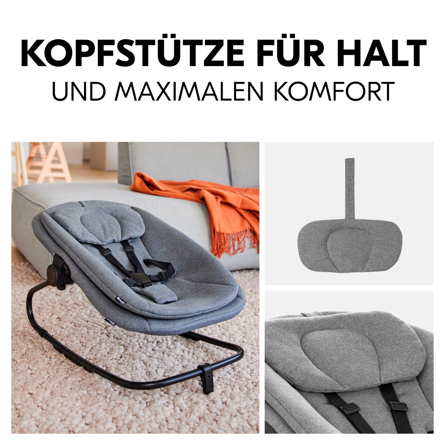 Hauck Transat pour bébé »Highchair Bouncer, Dark Grey Melange« bis 9 kilos für Alpha+, Beta+,  Arketa