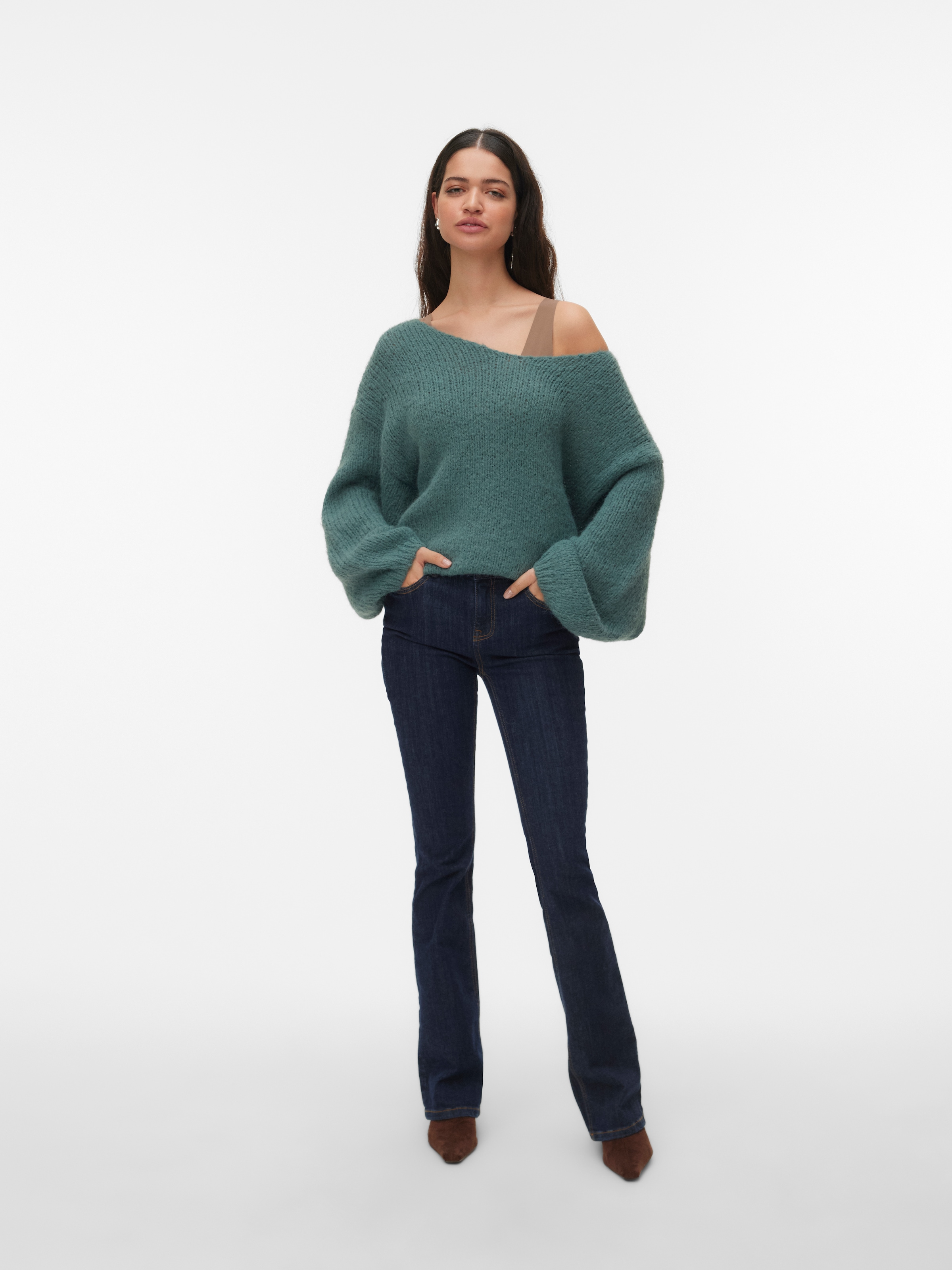 Vero Moda Pull en tricot »VMMAYBE LS 2WAY V-NECK PULLOVER NOOS« Kunstfaser, locker geschnitten, V-Ausschnitt