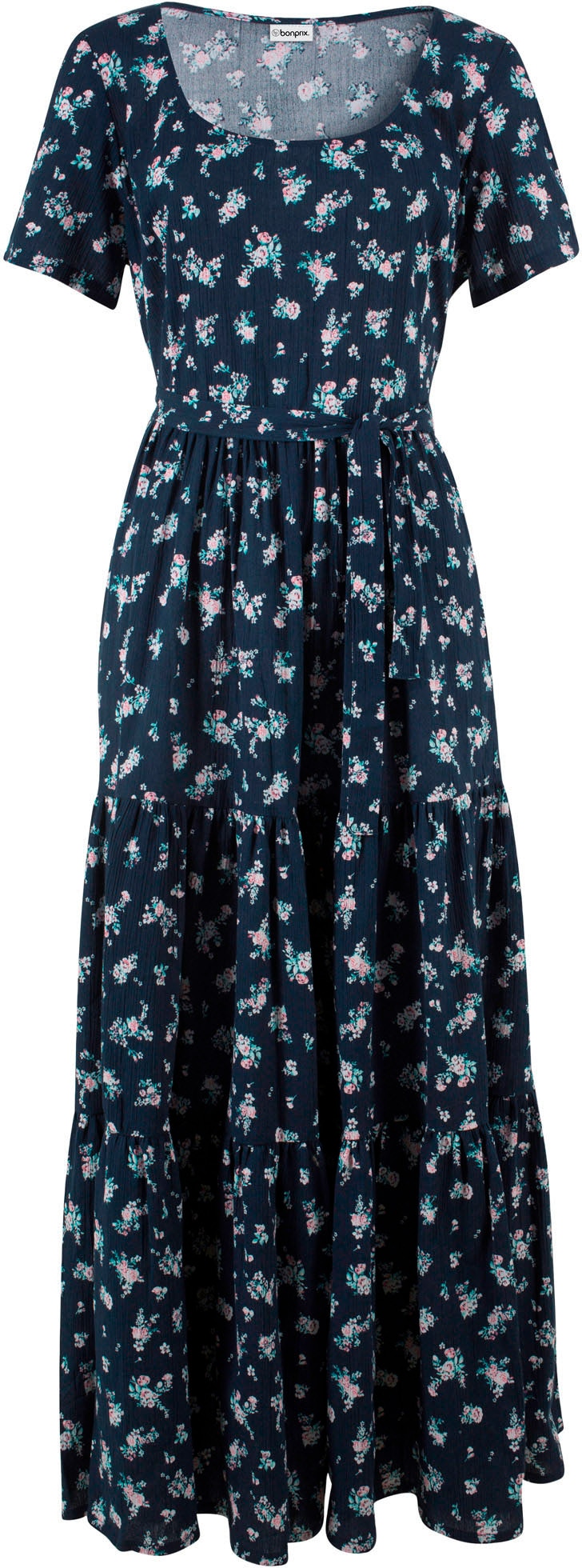 bonprix Maxi robe aus reiner Baumwolle, Loose Fit, Kurzarm-Design, mit Allover-Muster