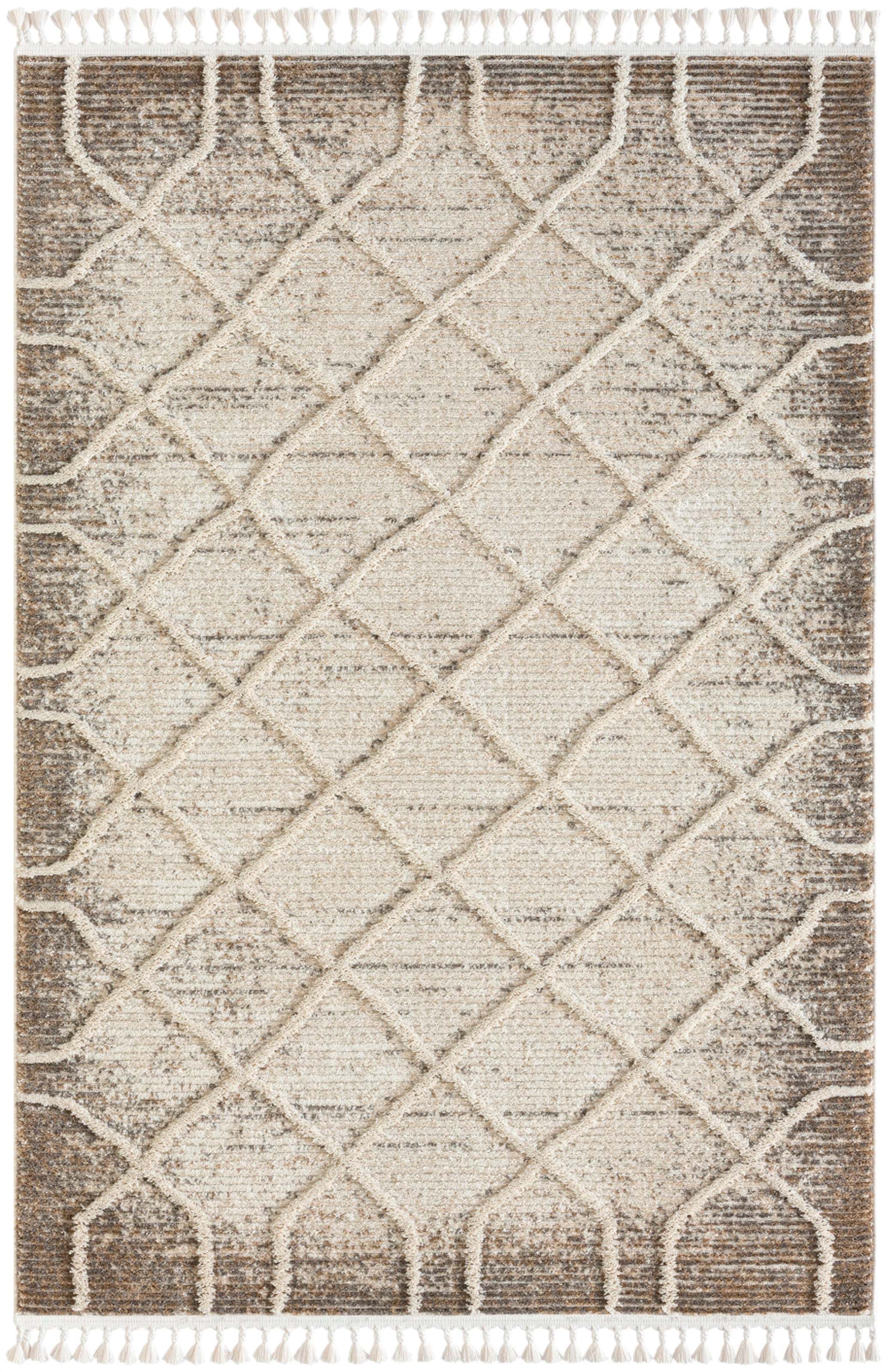 Myflair Möbel & Accessoires Teppich »Enya 1, LAGERRÄUMUNG!« rechteckig 15 mm Höhe Shaggy im Skandi Look, Hoch-Tief Effekt, leicht glänzend