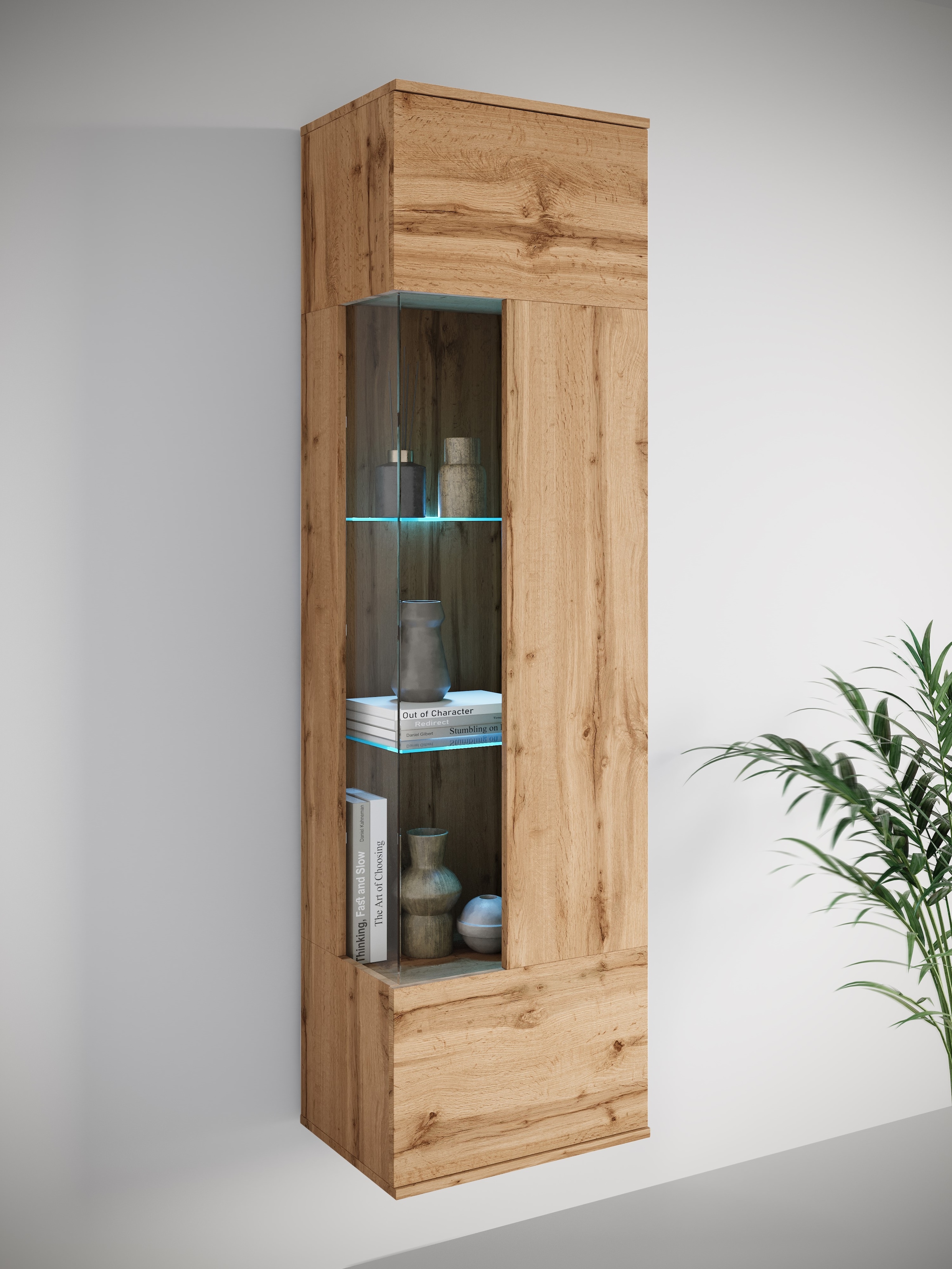 GOODproduct Vitrine »Kenia, stehend und hängend, Türanschlag wechselbar« 1 Stk. tlg. Vitrineschrank mit Glastüren 160 cm Höhe