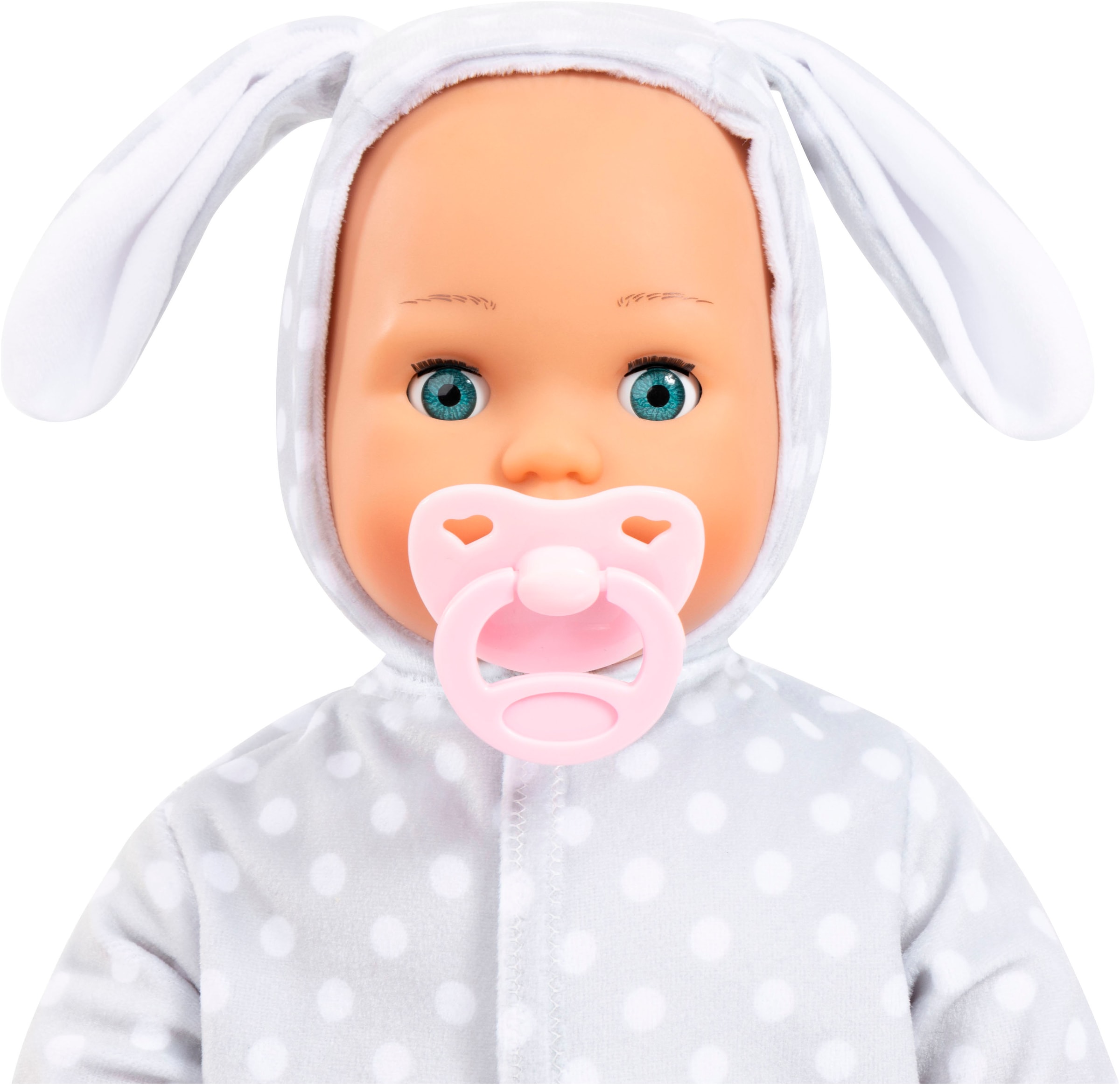 Bayer Poupée bébé »First Words Baby, Anna 38 cm, grau« mit Schlafaugen und Babygeräuschen