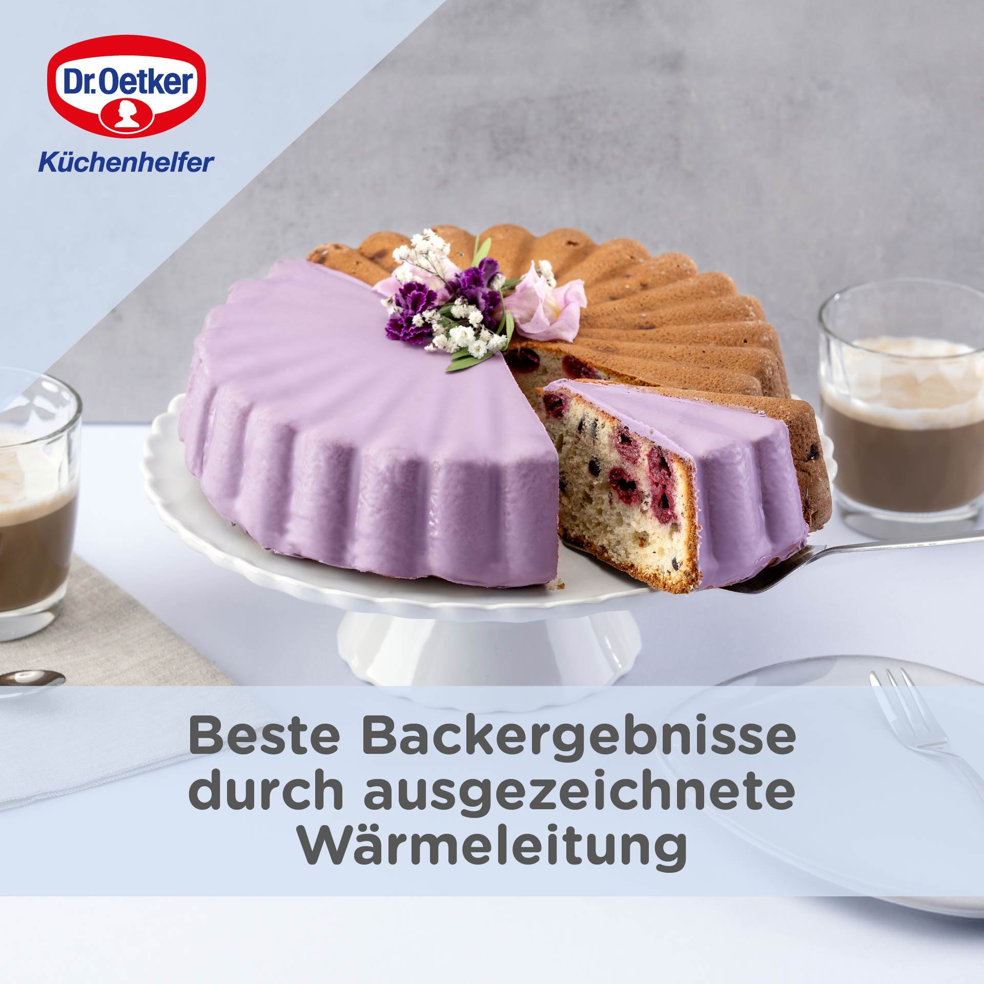 Dr. Oetker Küchenhelfer Moule à pâtisserie »Charlottenform Back-Liebe Emaille, Ø 28 cm, ozeanblau« Emaille-Versiegelung, schnitt- und kratzfest, spülmaschinengeeignet
