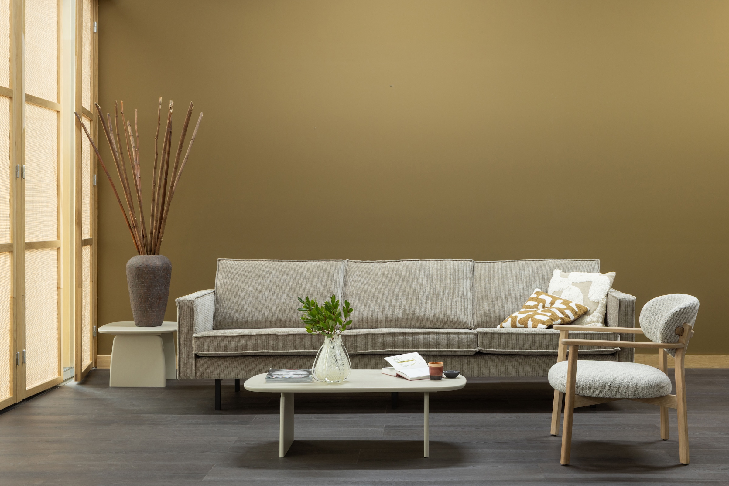 WOOOD Fauteuil lounge »Udar mit Eichenholzgestell und More-Melange-Bezug, B68 x T75 x H76 cm« très haute résistance à l'usure, accoudoirs intégrés, capacité de charge 120 kg