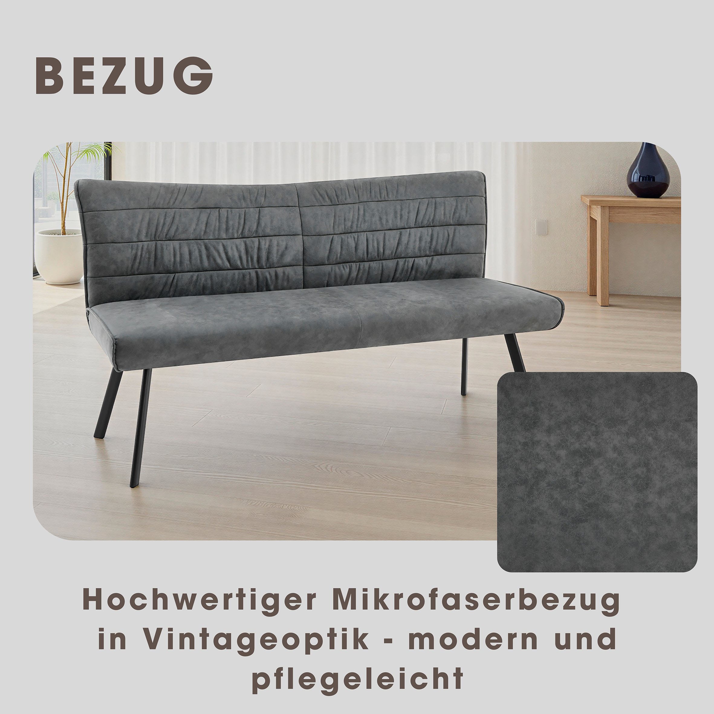 byLIVING Sitzbank »ROBBIE« Microfaser, bis 240 kg, Taschenfederkern, Steppung im Rücken, Keder