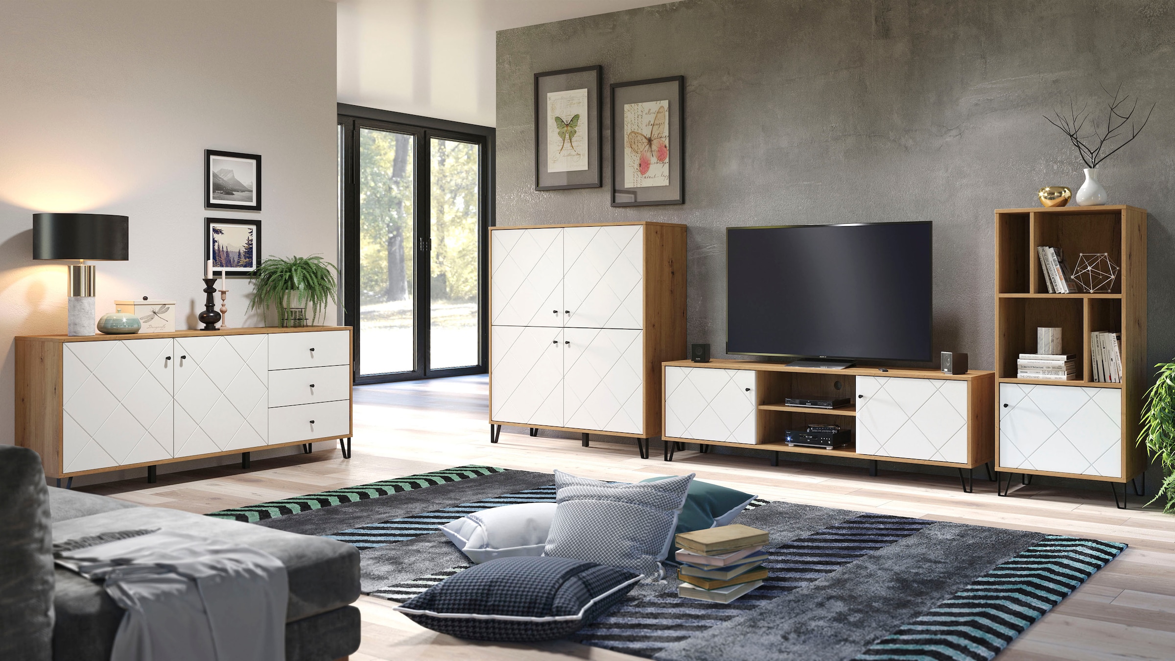 Home affaire Buffet »Tarragona« Sideboard, 2 Türen, 3 Schubkasten & Soft-Close - (B/T/H) 183/40/76 cm