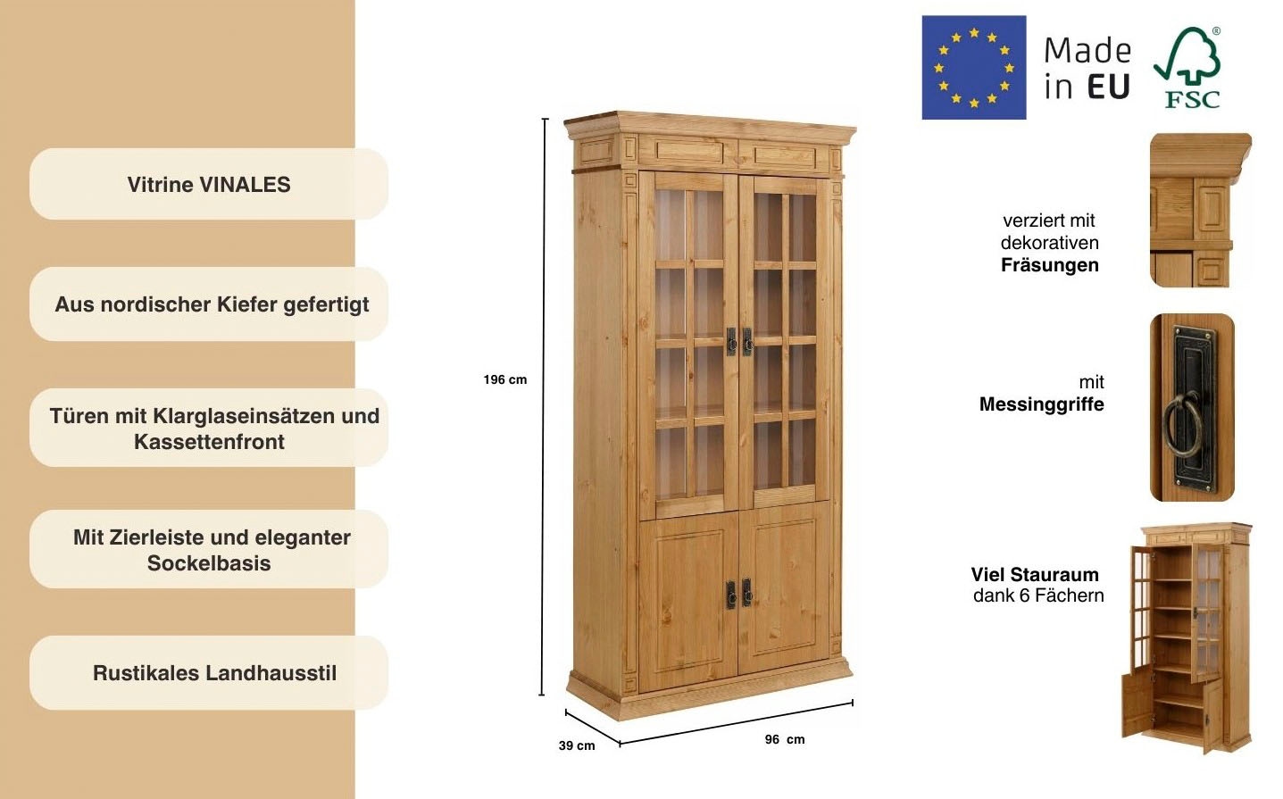 GOODproduct Vitrine »Vinales« , Höhe 196 cm