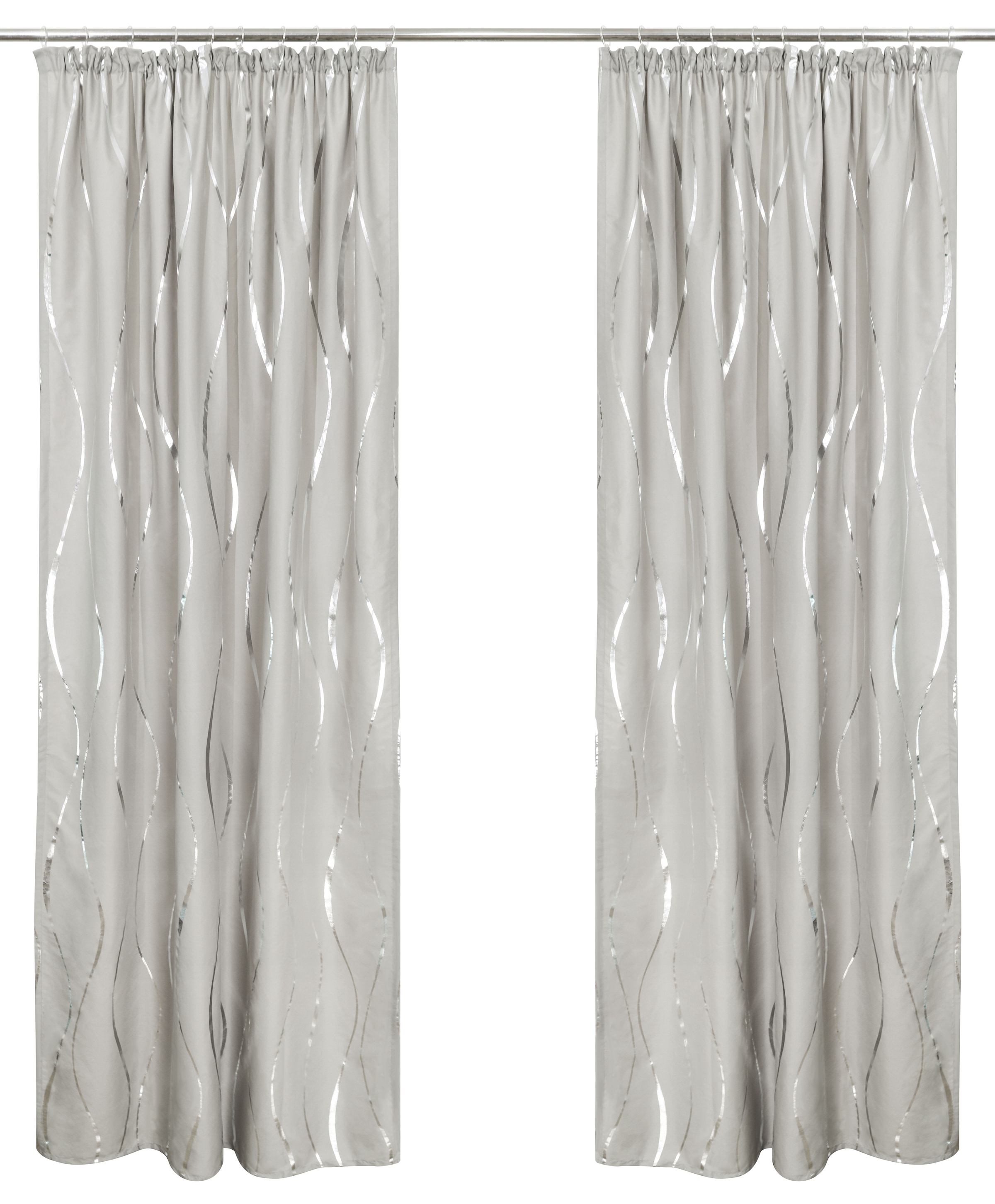 GOODproduct Gardine »Quinnton« Kräuselband 2 Stk. tlg. Metallic‑Akzenten, Kräuselband, schöner Stoff, mittelleicht